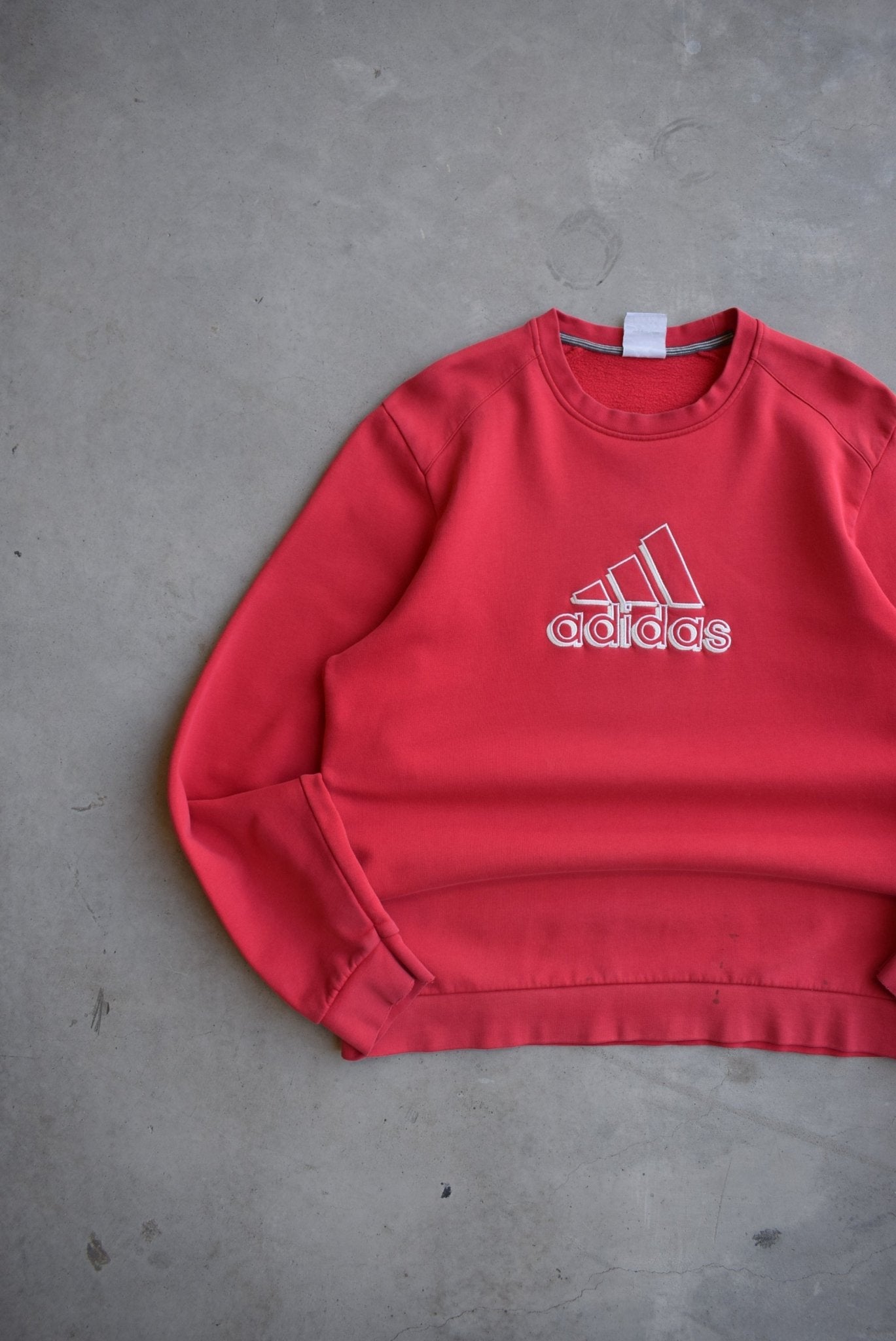 Adidas Red Embroidered Spellout Crewneck — 2000s (L) - Retrospective Store