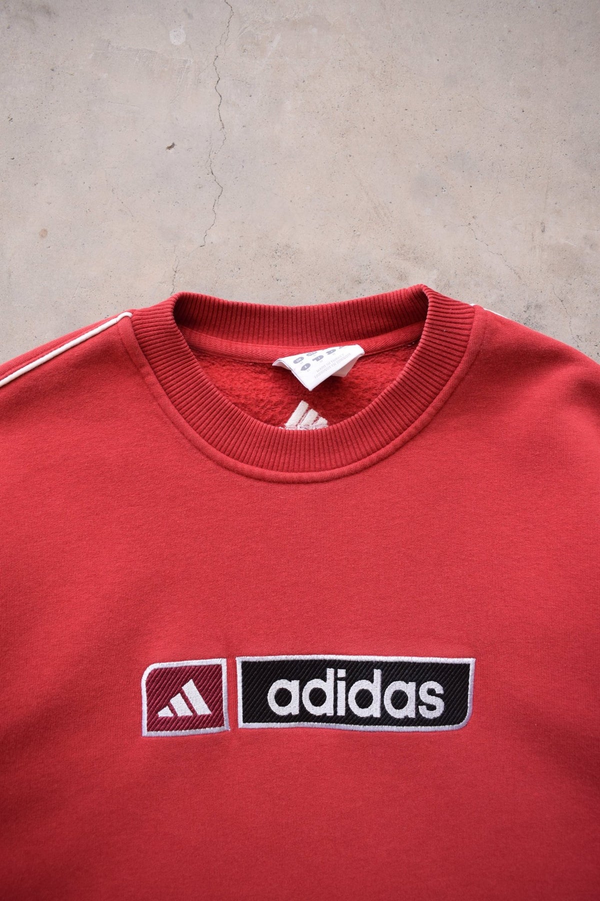Adidas Red Embroidered Spellout Crewneck — 2000s (M) - Retrospective Store