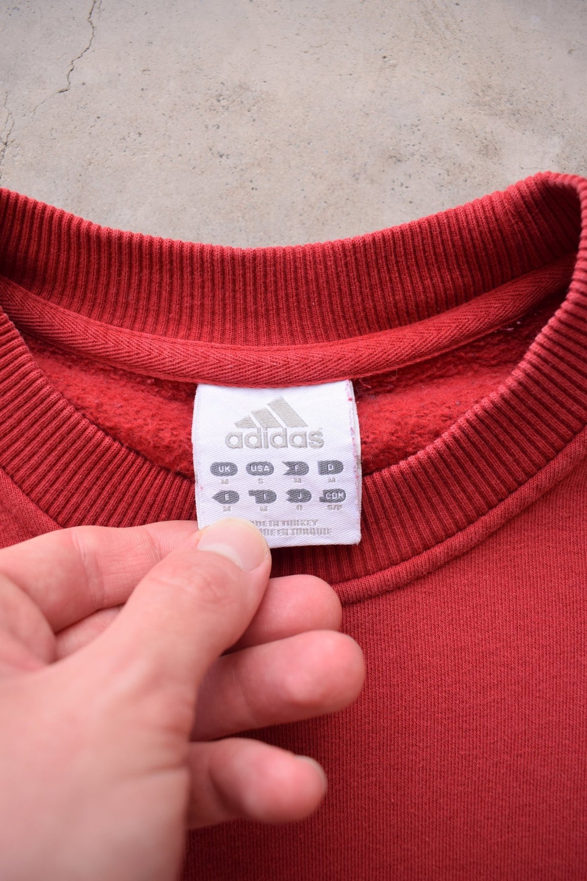Adidas Red Embroidered Spellout Crewneck — 2000s (M) - Retrospective Store