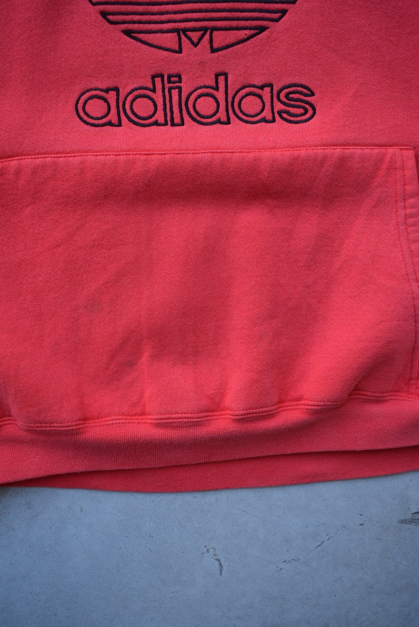 Adidas Red Embroidered Spellout Hoodie — 1990s (M/L) - Retrospective Store