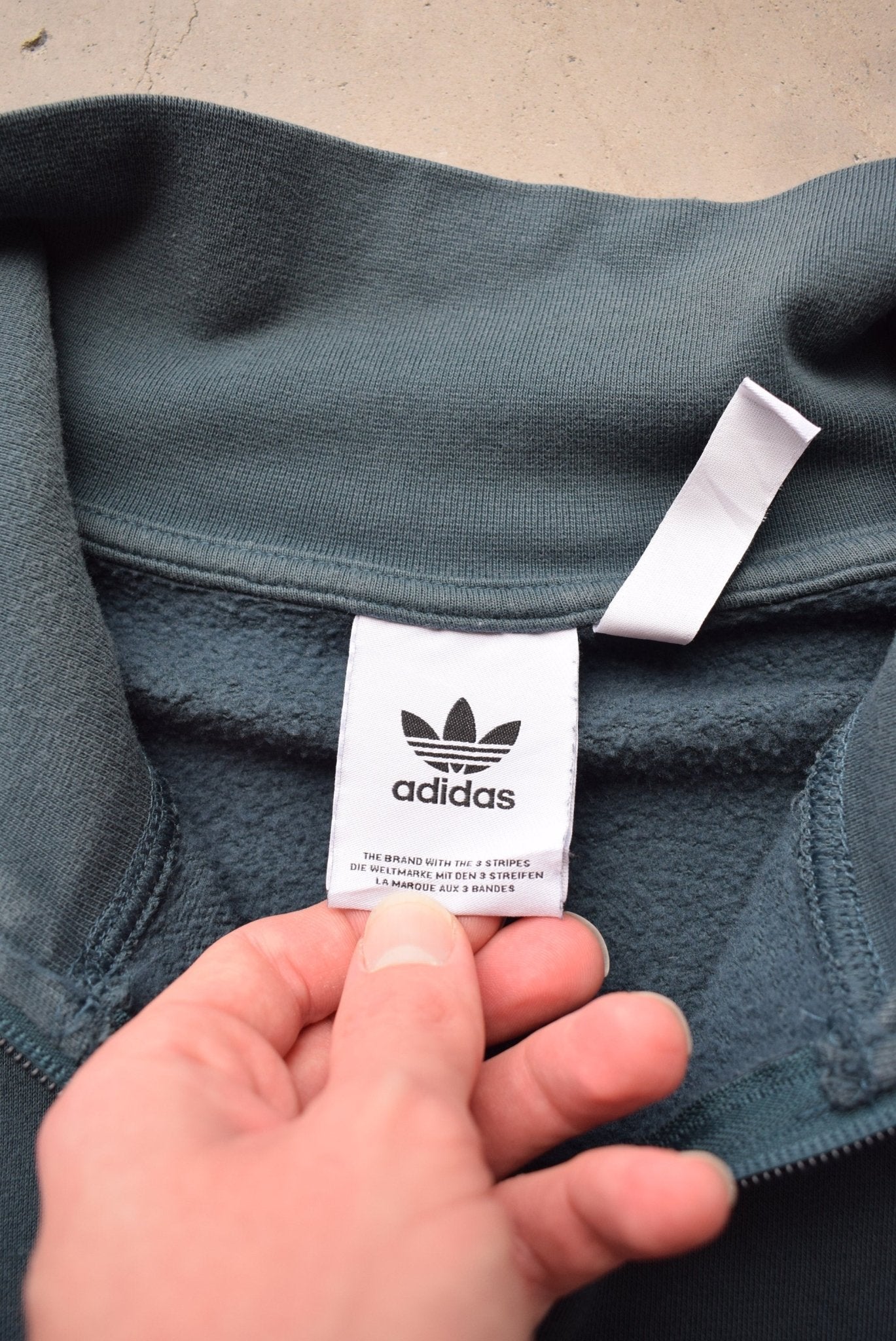 Adidas Slate Grey Embroidered Logo Quarter Zip — 2000s (XXL) - Retrospective Store