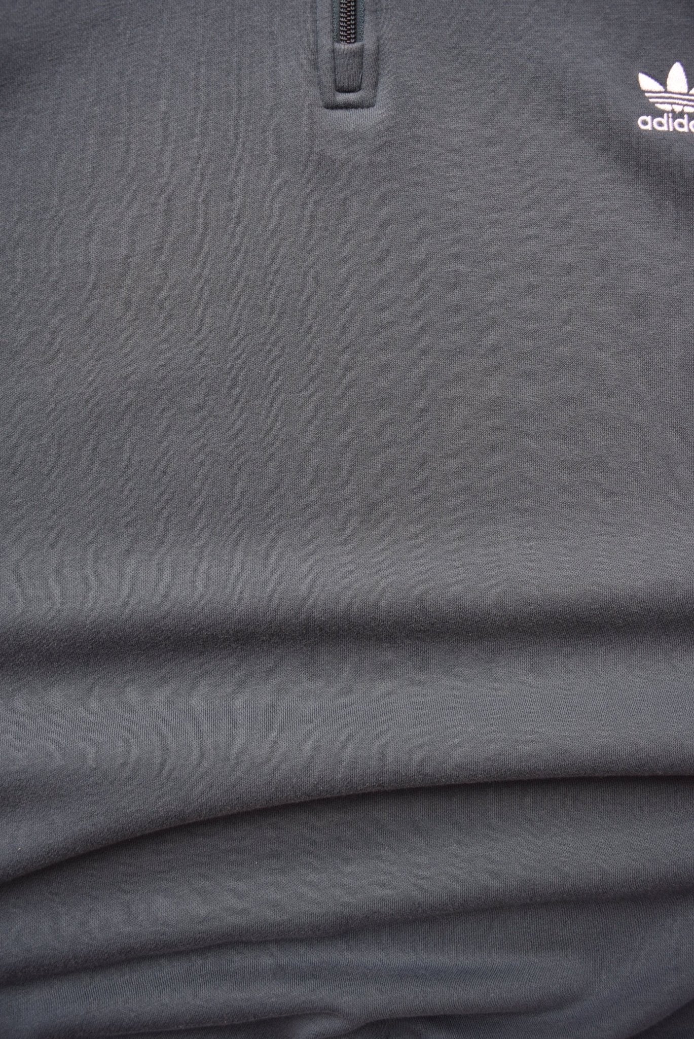 Adidas Slate Grey Embroidered Logo Quarter Zip — 2000s (XXL) - Retrospective Store