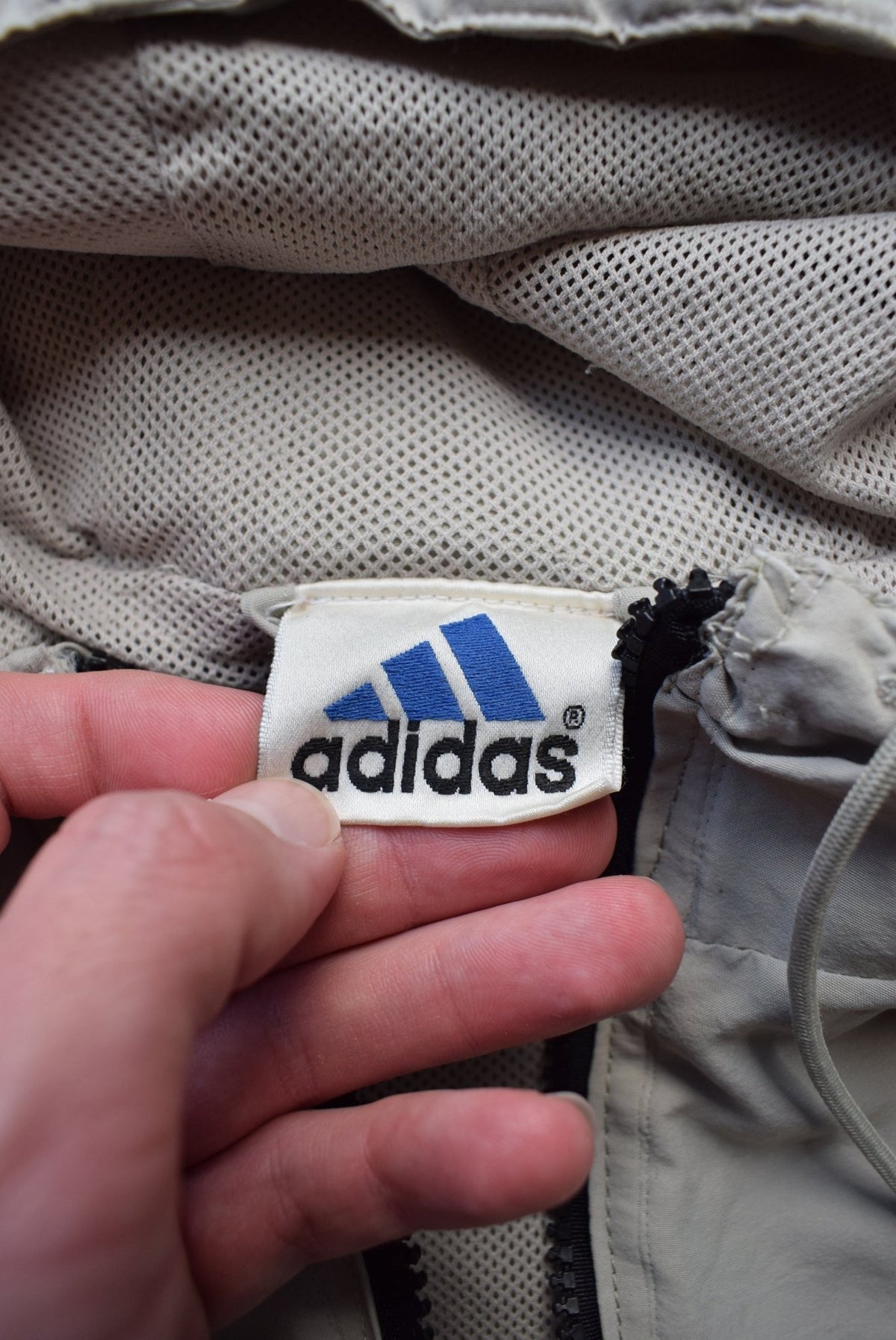 Adidas Tan Embroidered Spellout Jacket — 1990s (L) - Retrospective Store