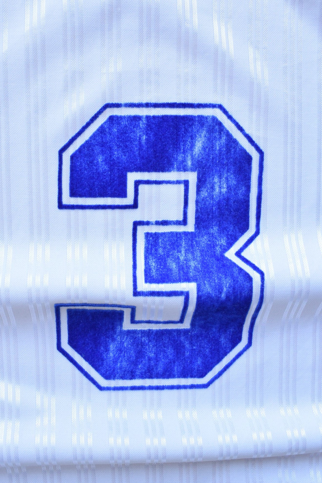Adidas White & Blue Embroidered Spellout Jersey — 1990s (XL) - Retrospective Store
