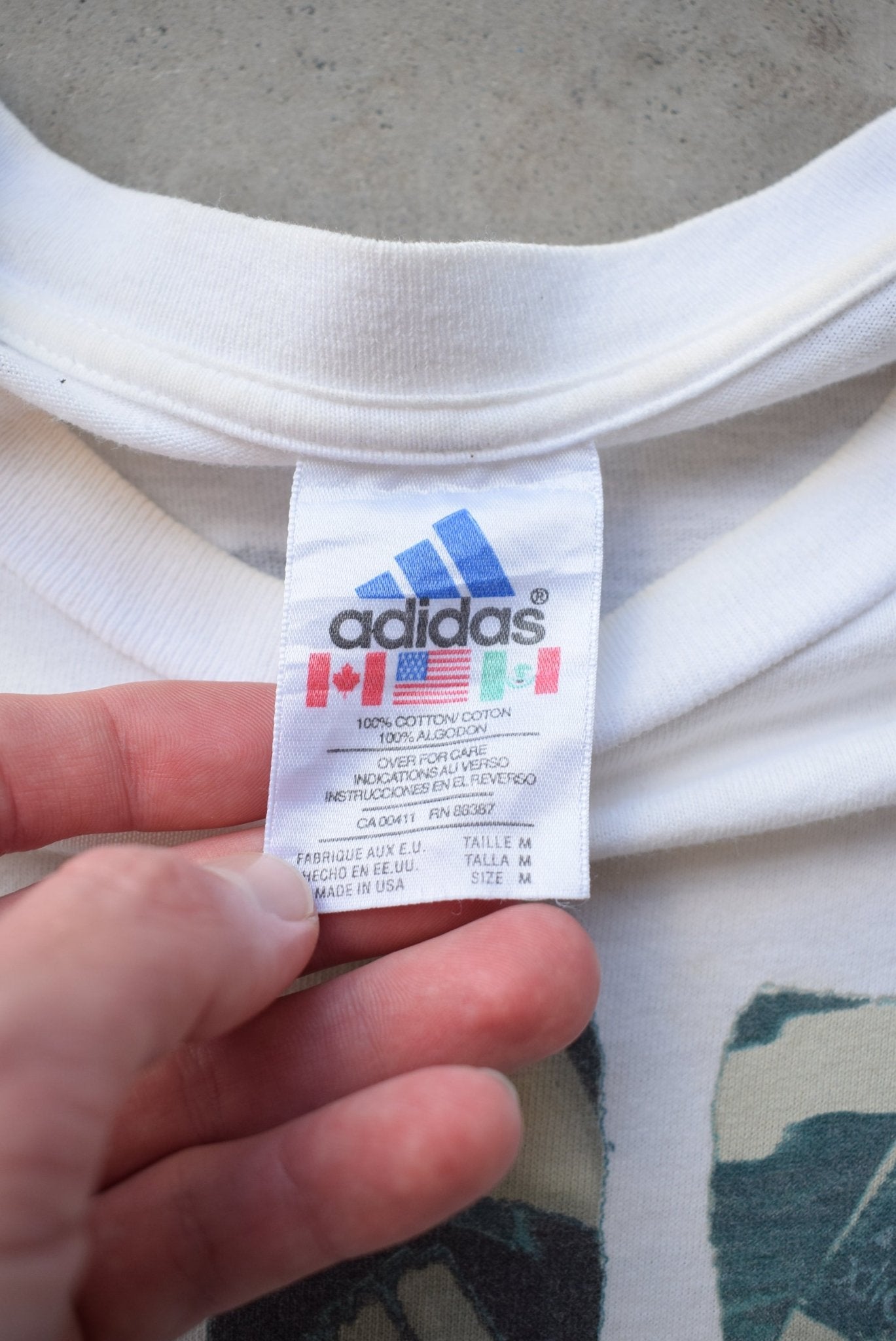Adidas White Graphic Tee — 1990s (L) - Retrospective Store