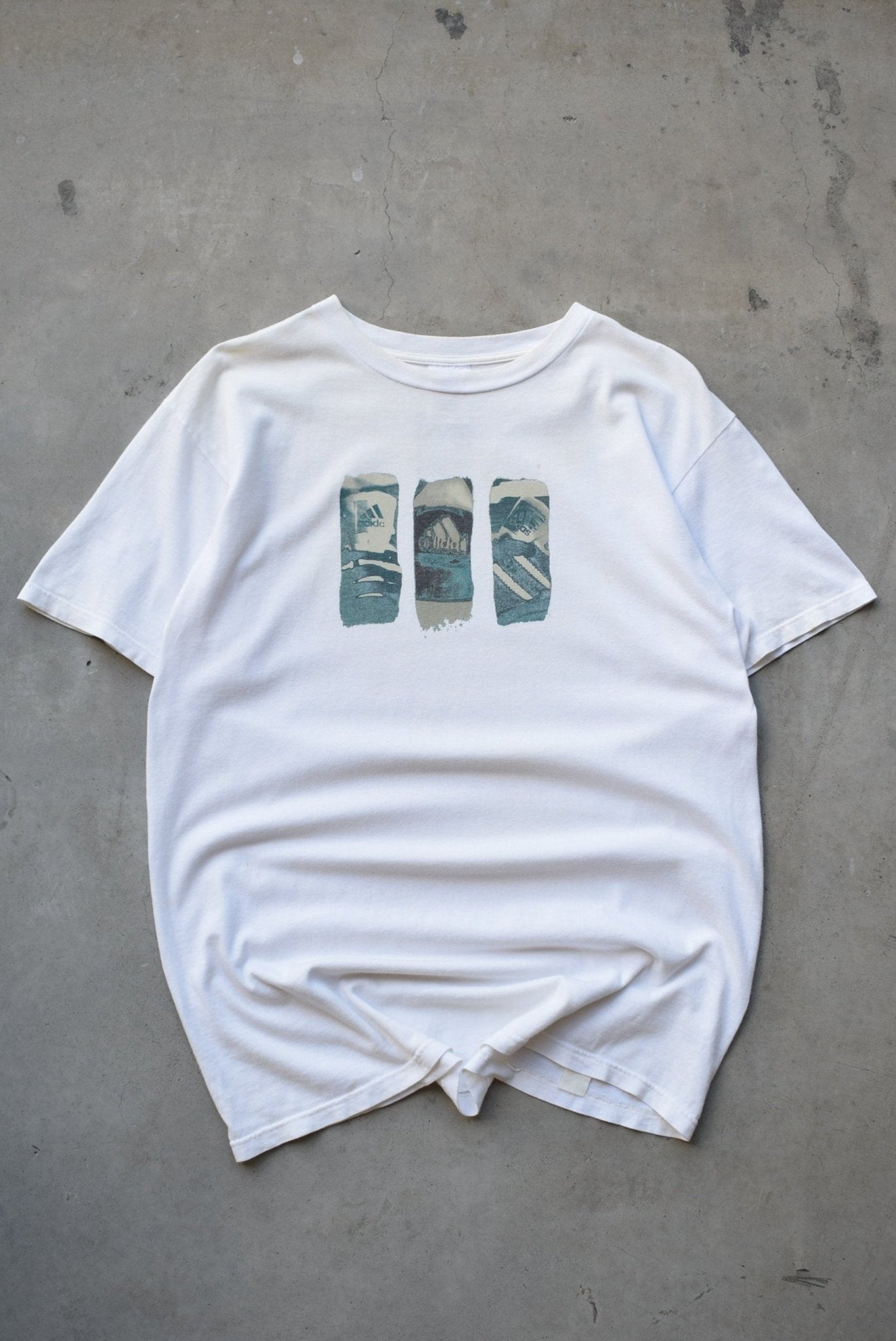 Adidas White Graphic Tee — 1990s (L) - Retrospective Store