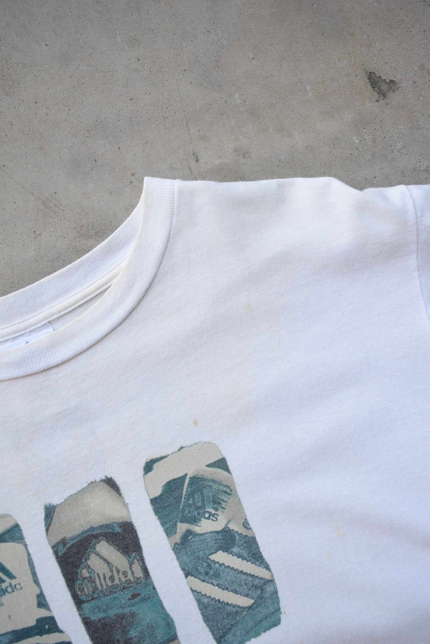 Adidas White Graphic Tee — 1990s (L) - Retrospective Store