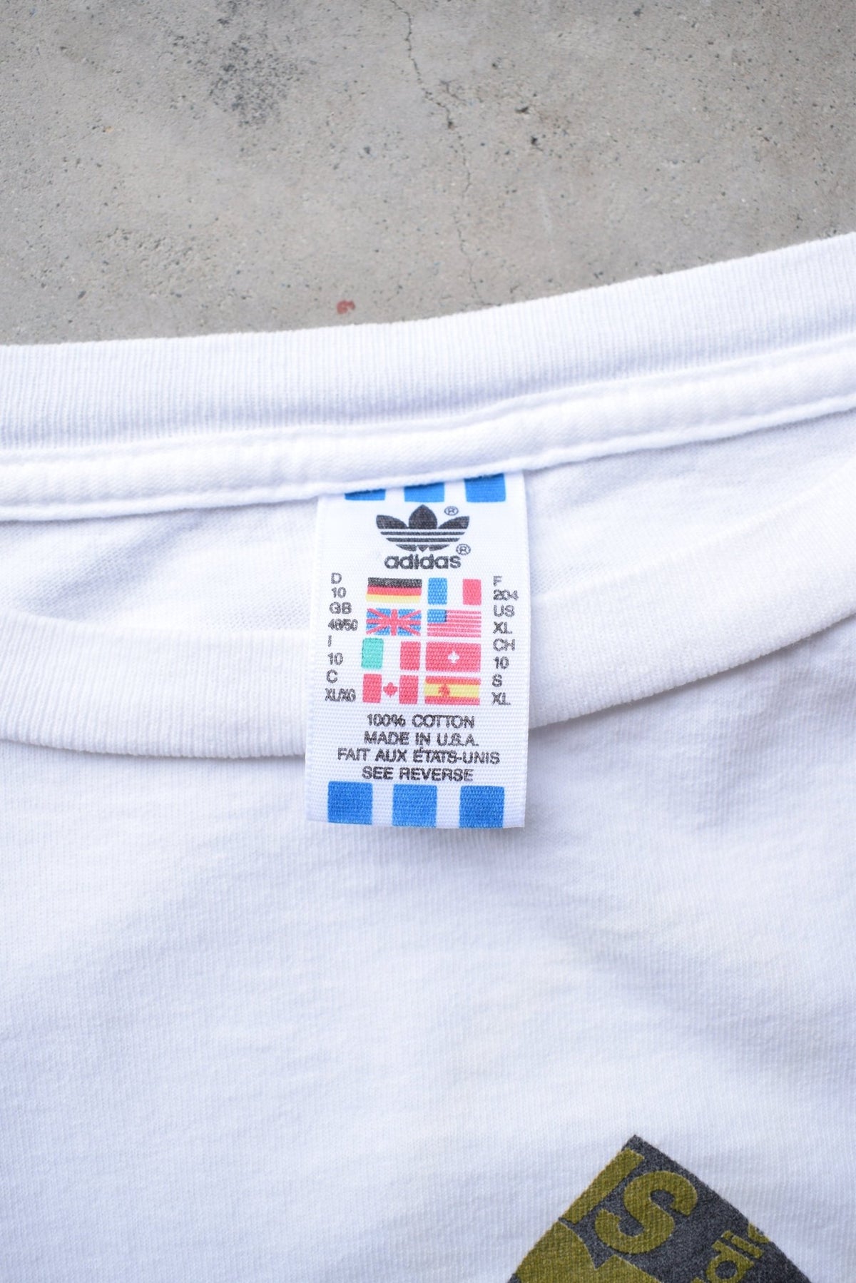 Adidas White Graphic Tee — 1990s (L/XL) - Retrospective Store