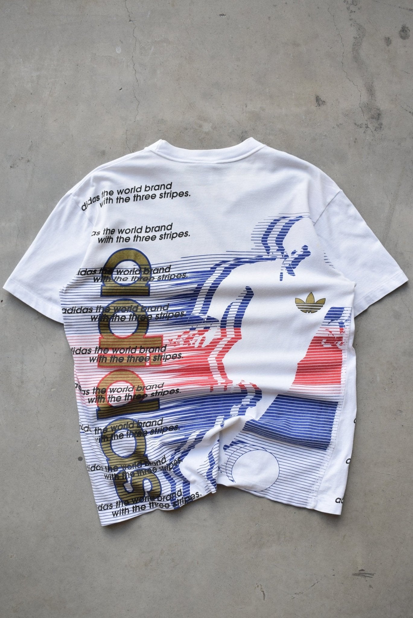 Adidas White Graphic Tee — 1990s (M) - Retrospective Store