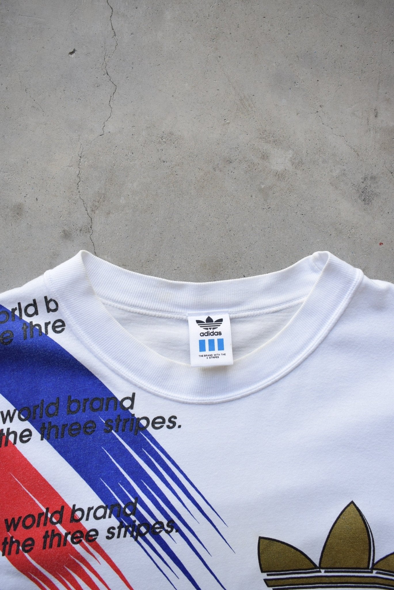 Adidas White Graphic Tee — 1990s (M) - Retrospective Store