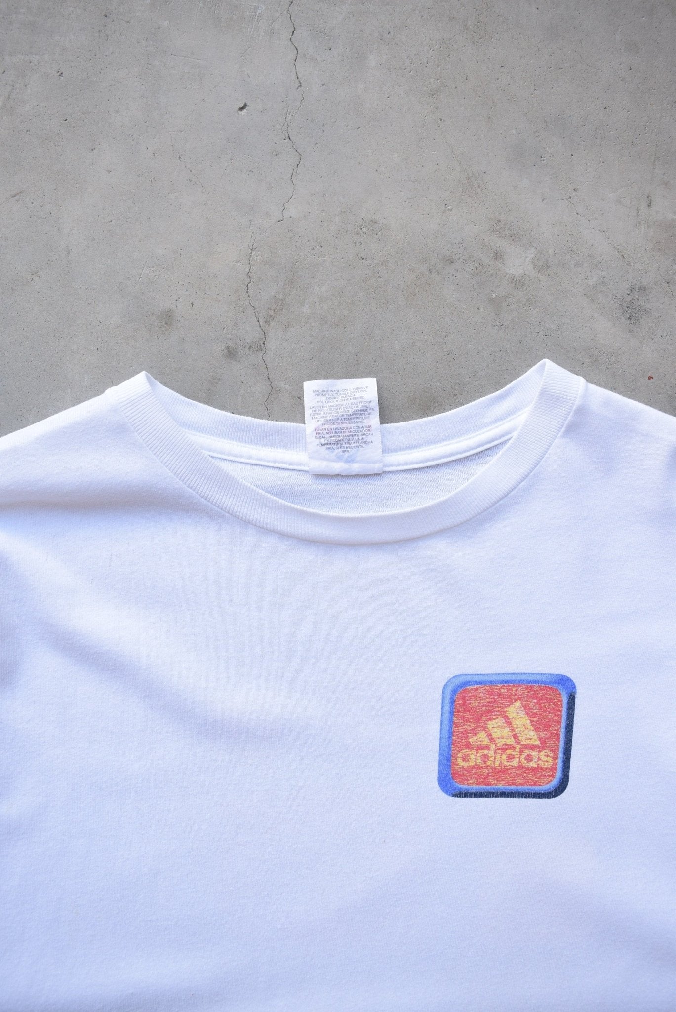 Adidas White Graphic Tee — 1990s (XL) - Retrospective Store