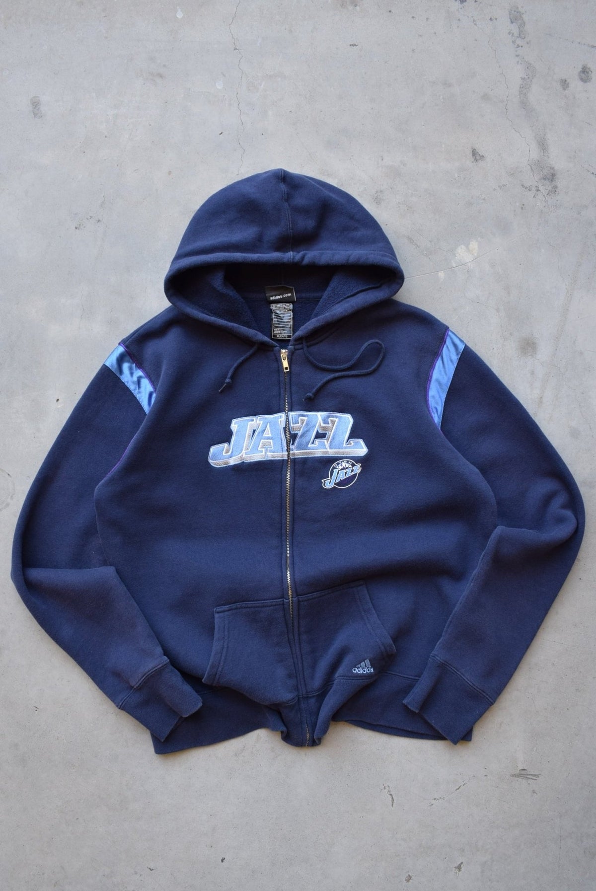 Adidas x NBA Utah Jazz Navy Embroidered Hoodie — 2000s (S) - Retrospective Store