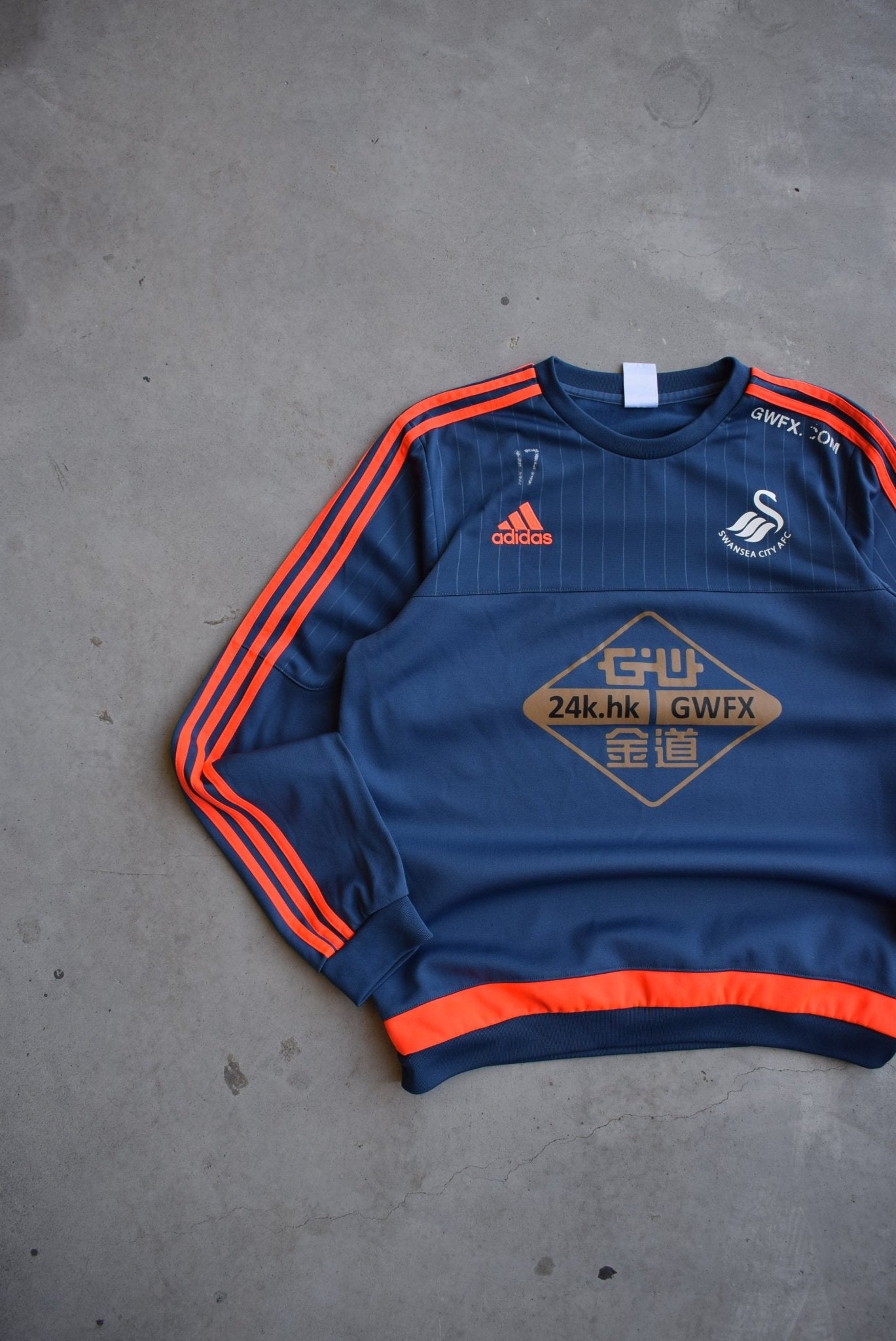 Adidas x Swansea FC Navy Embroidered Crewneck — 2000s (M/L) - Retrospective Store