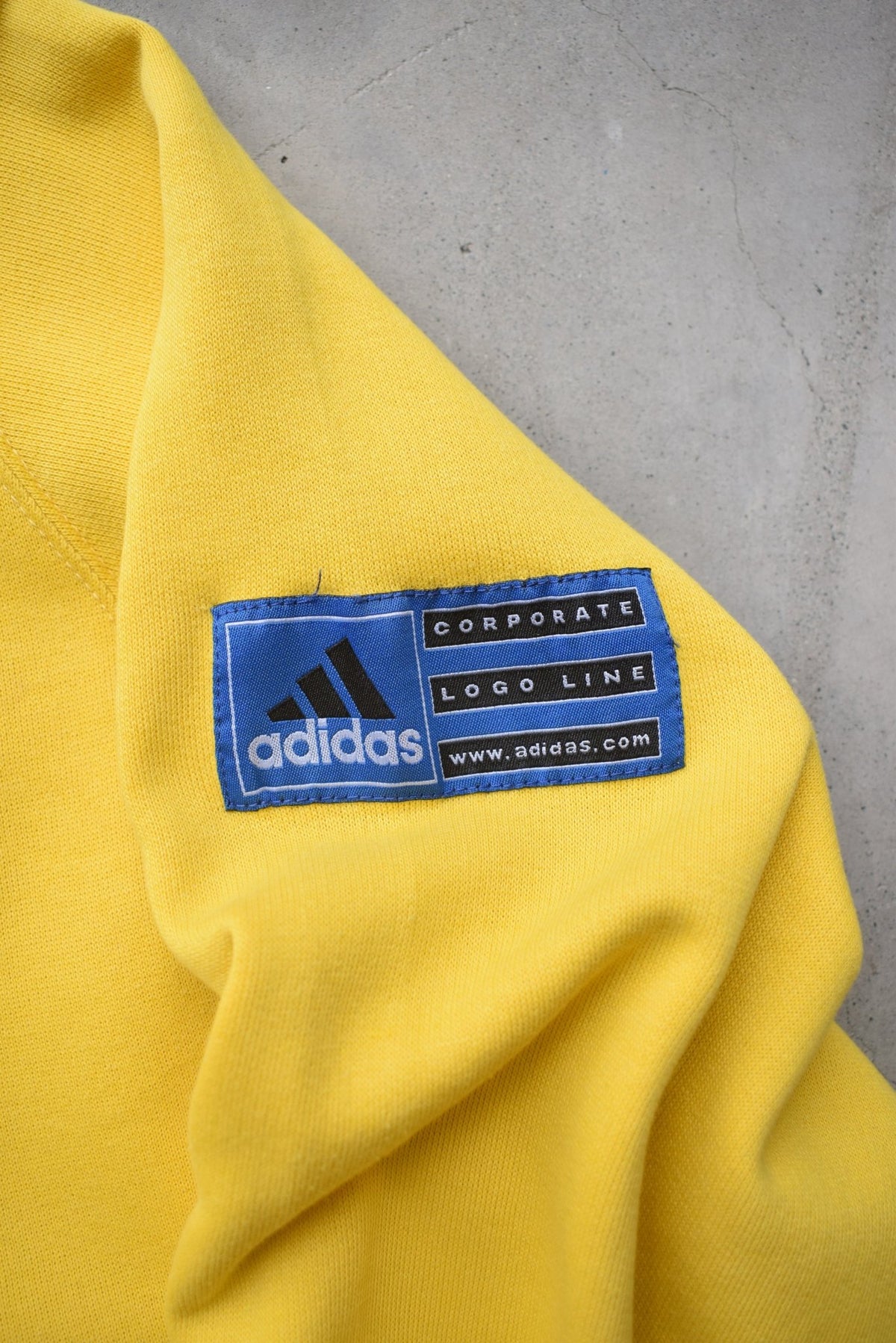 Adidas Yellow Embroidered Spellout Crewneck — 1990s (L) - Retrospective Store