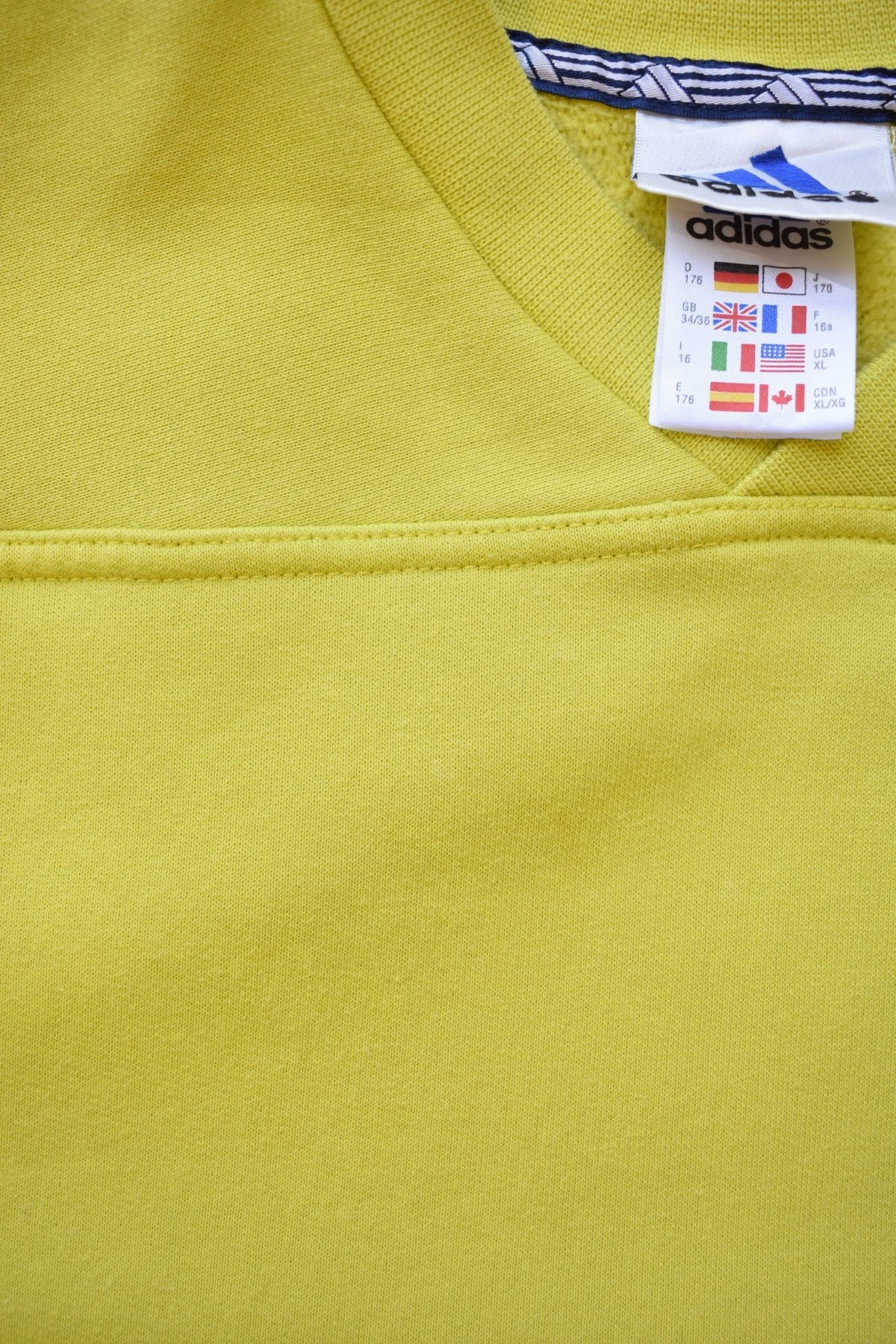 Adidas Yellow Embroidered Spellout Crewneck — 1990s (M) - Retrospective Store