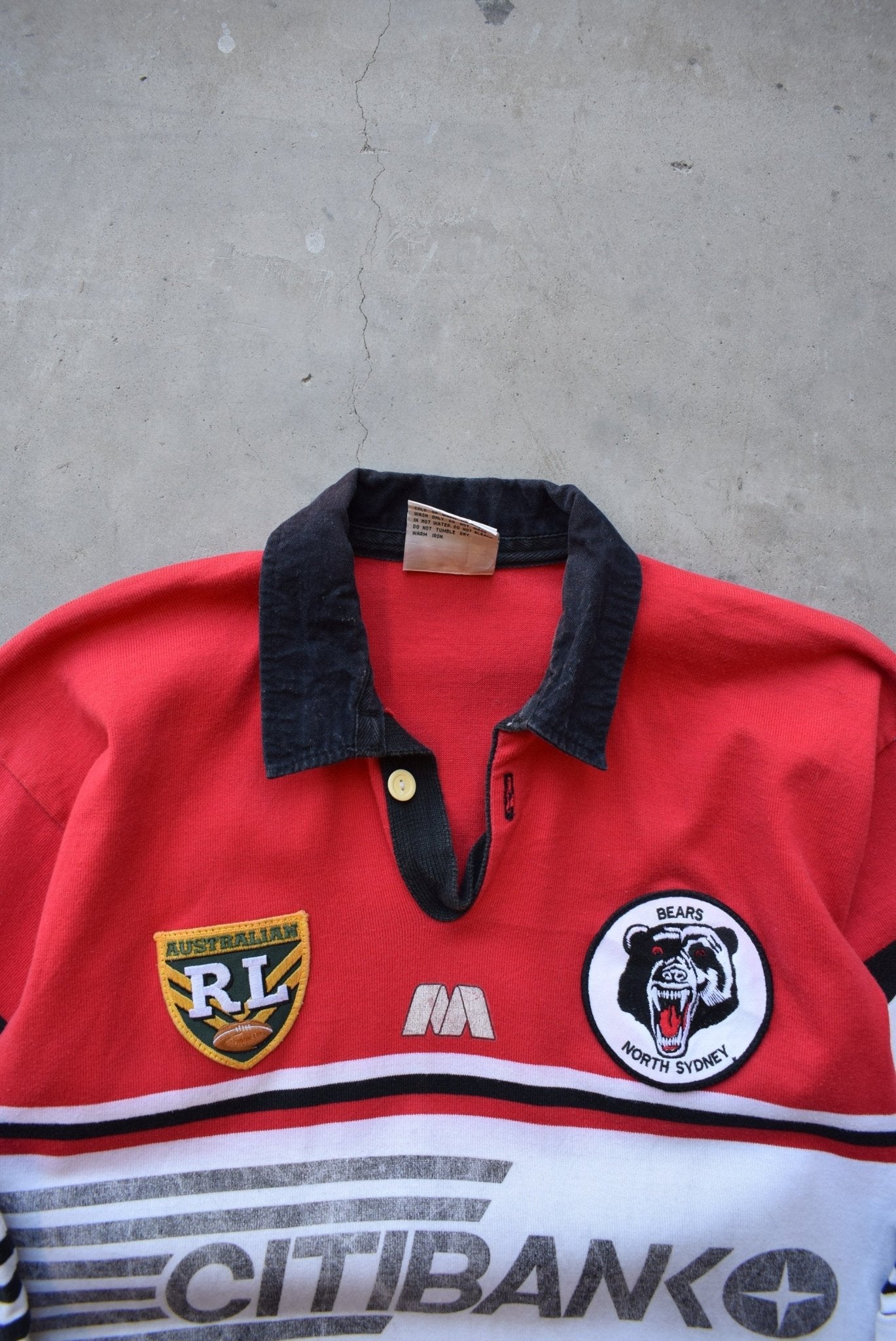 ARL North Sydney Bears Red & Black Embroidered Jersey — 1995 (S) - Retrospective Store