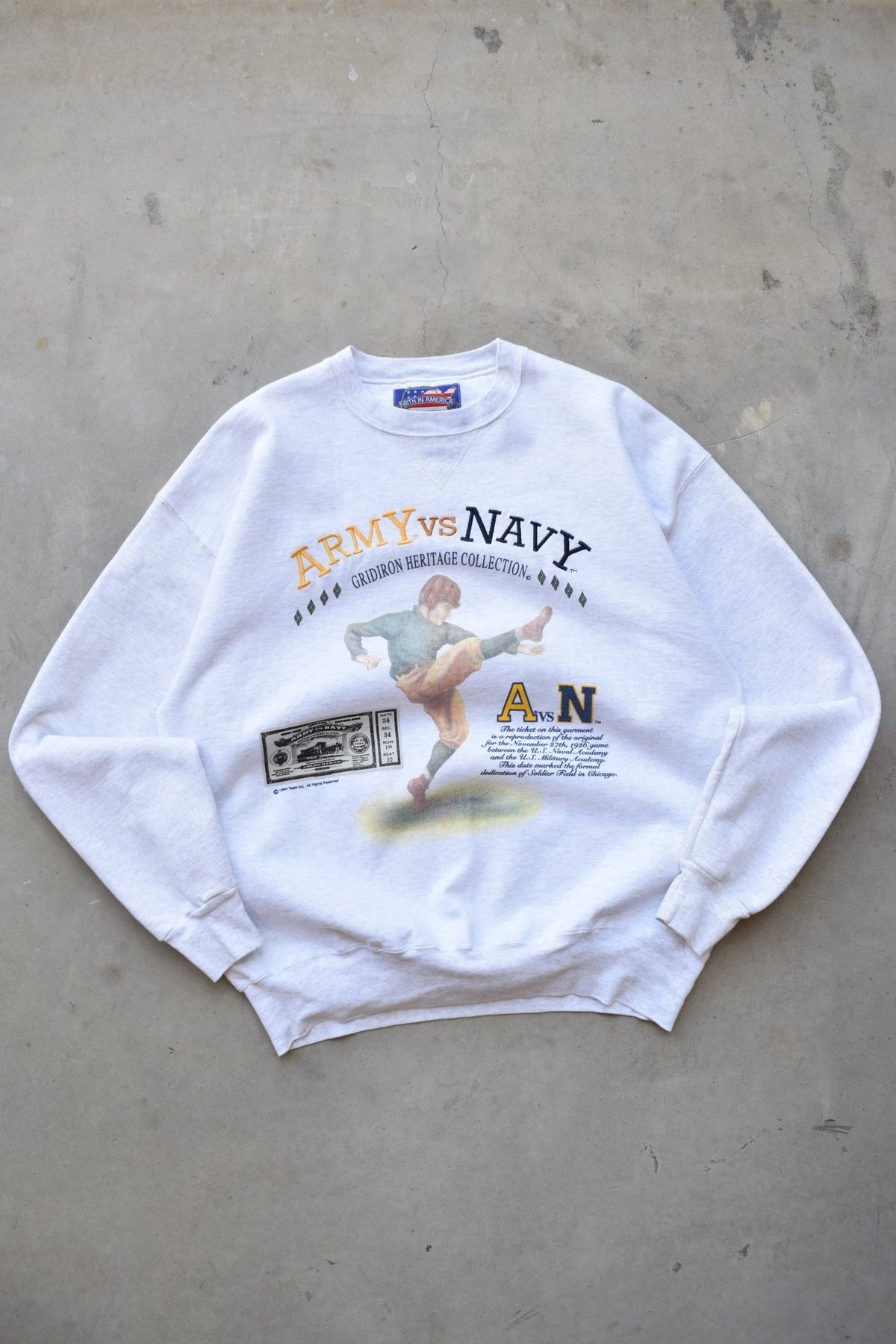 Army vs. Navy Gridiron Grey Embroidered Crewneck — 1994 (M/L) - Retrospective Store