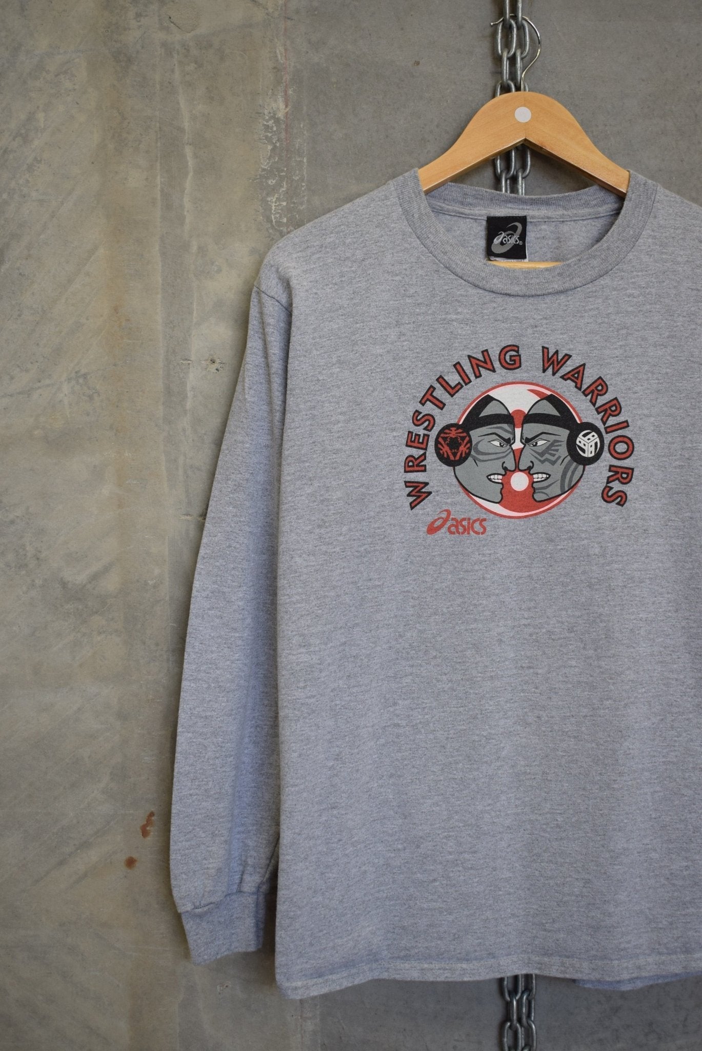 Asics Wrestling Warriors Long Sleeve Tee — 2000s (S/M) - Retrospective Store