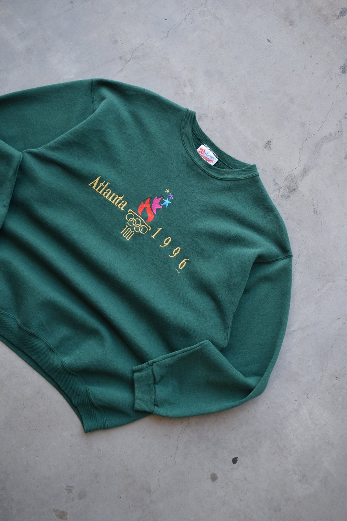 Atlanta Olympics Green Embroidered Crewneck — 1996 (M/L) - Retrospective Store