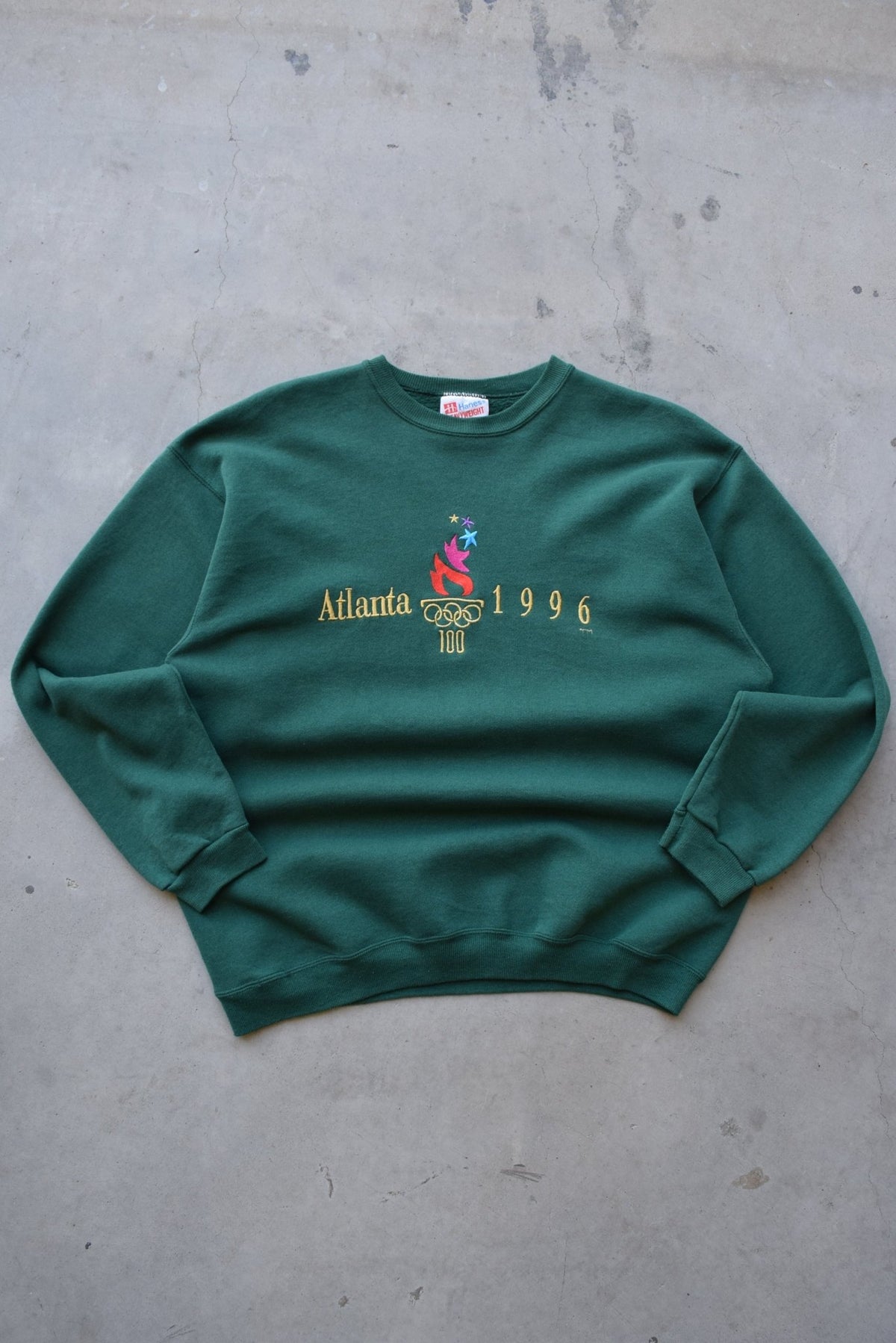 Atlanta Olympics Green Embroidered Crewneck — 1996 (M/L) - Retrospective Store