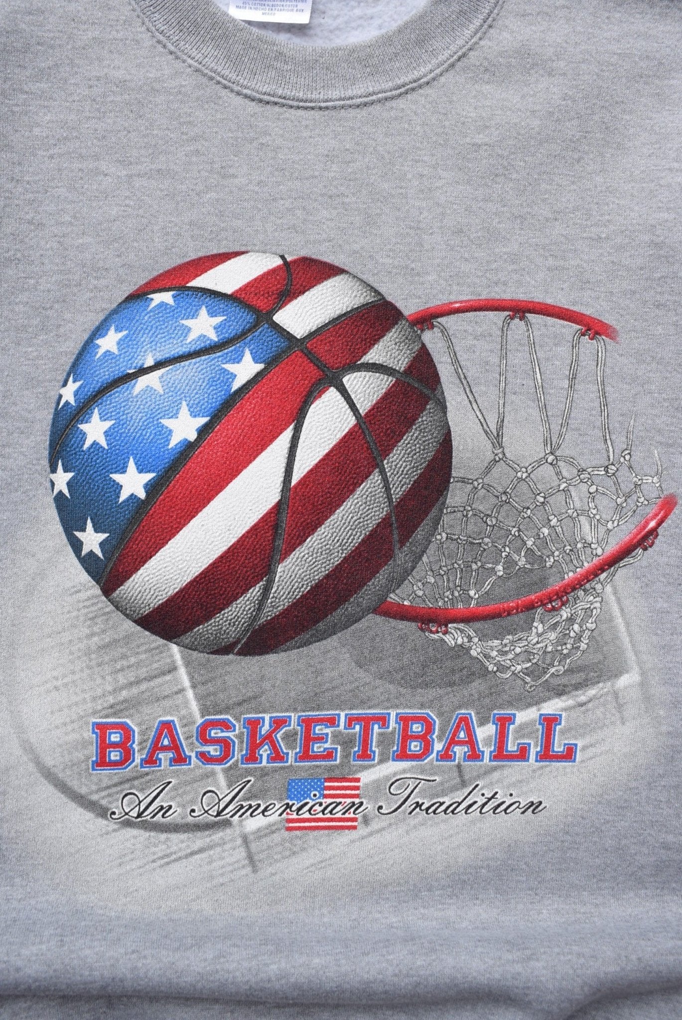 Basketball Grey Graphic Crewneck — 1990s (XL) - Retrospective Store