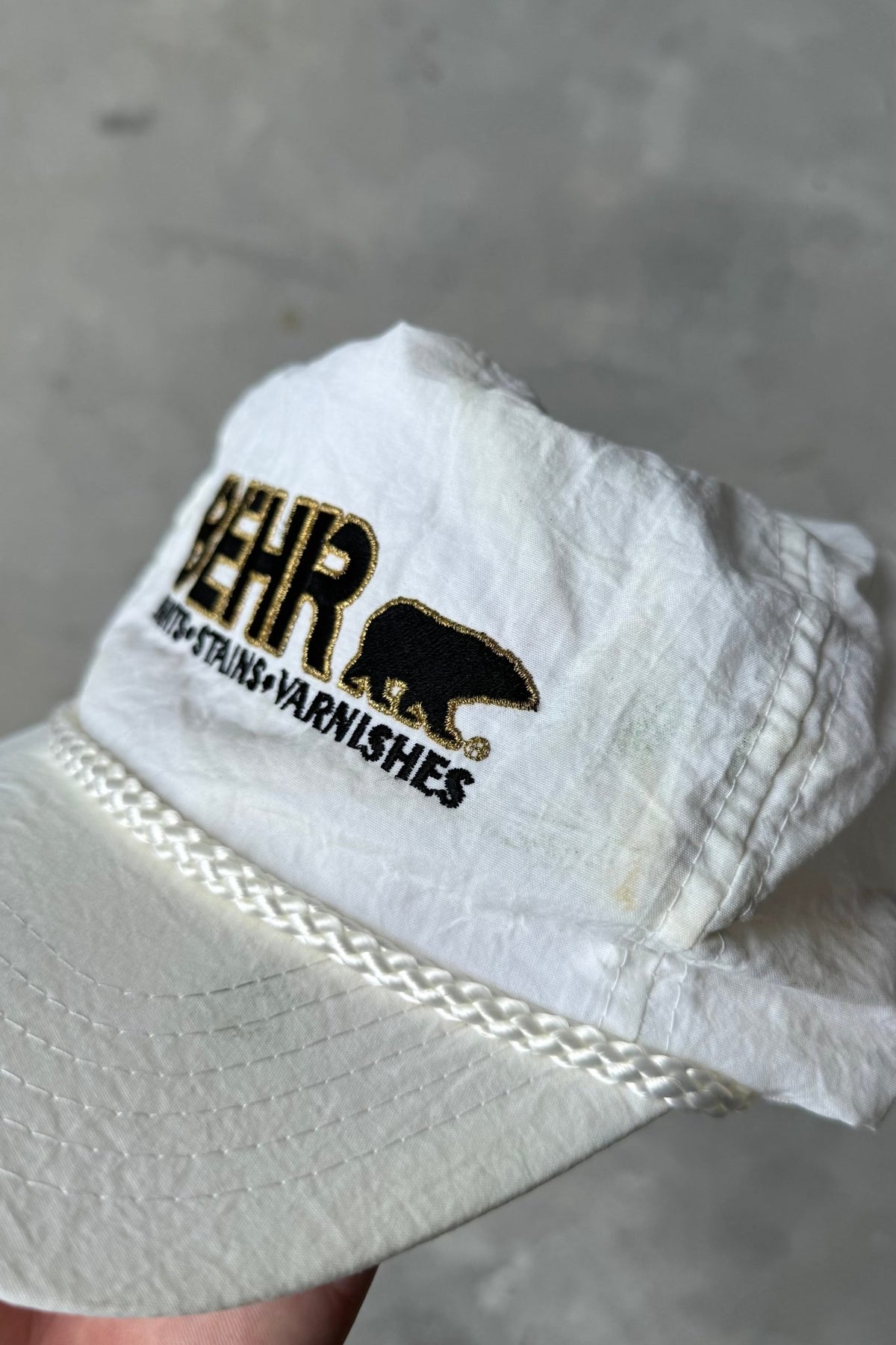 BEHR White Embroidered Hat — 1990s - Retrospective Store