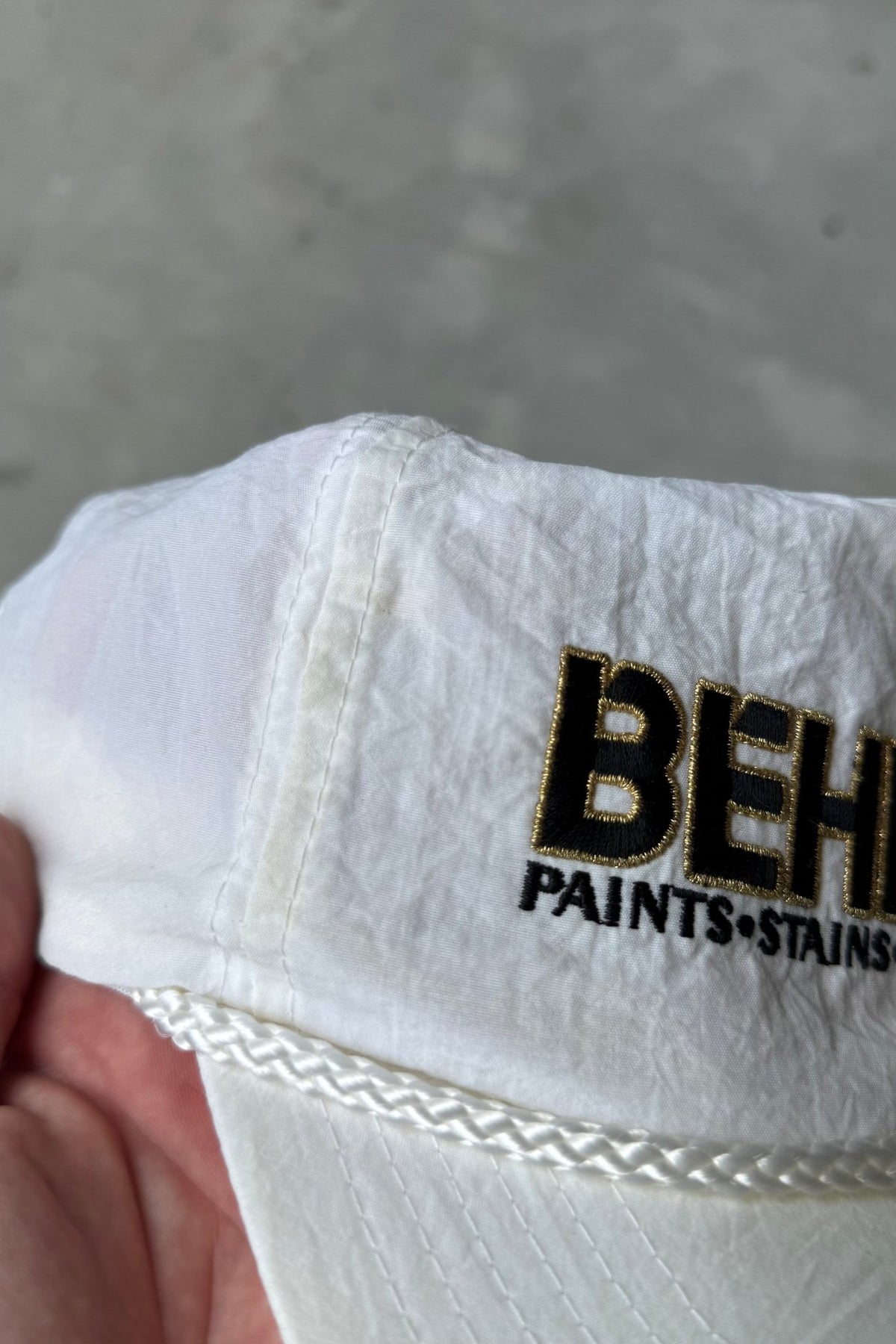 BEHR White Embroidered Hat — 1990s - Retrospective Store