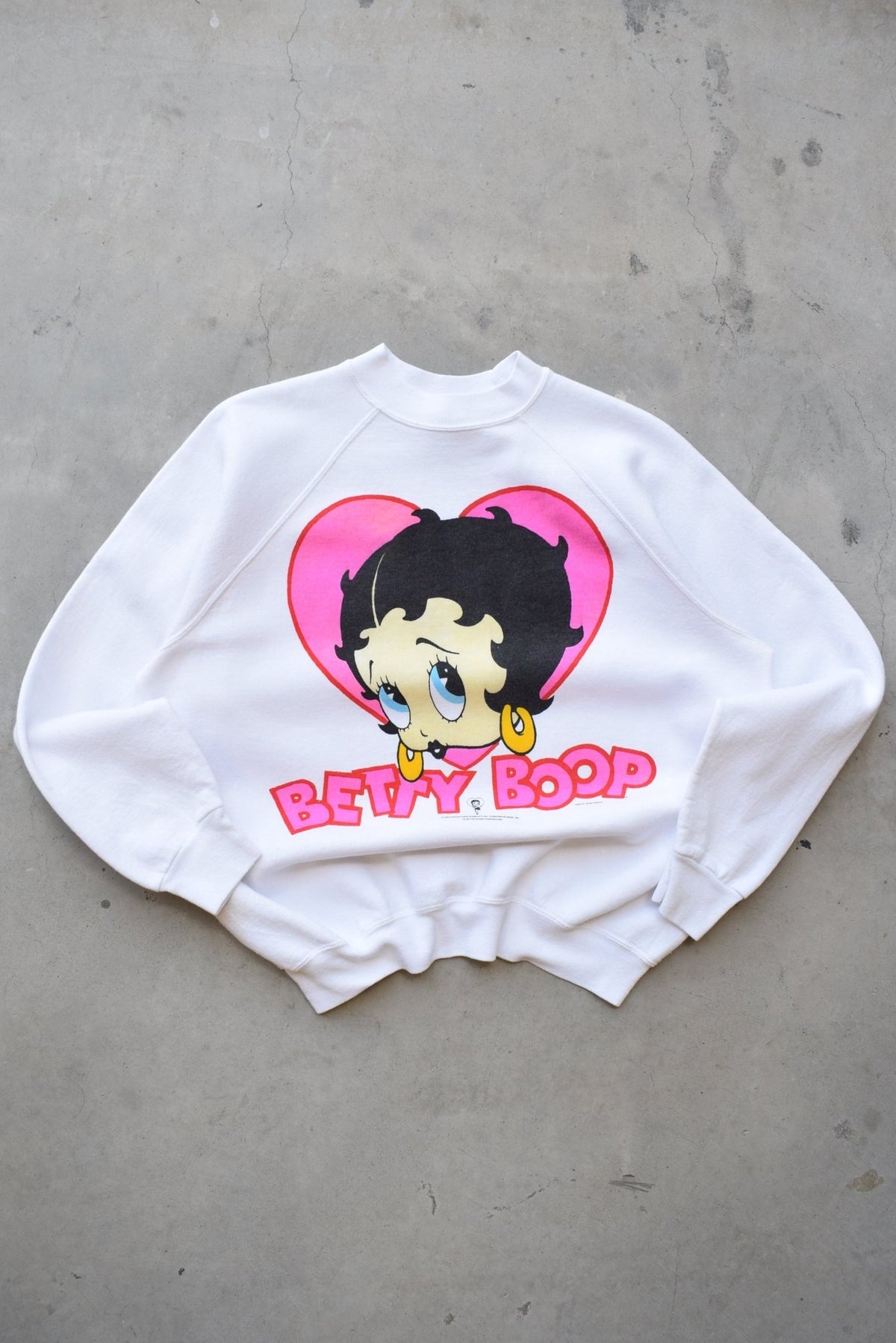 Betty Boop White Graphic Crewneck — 1994 (M) - Retrospective Store