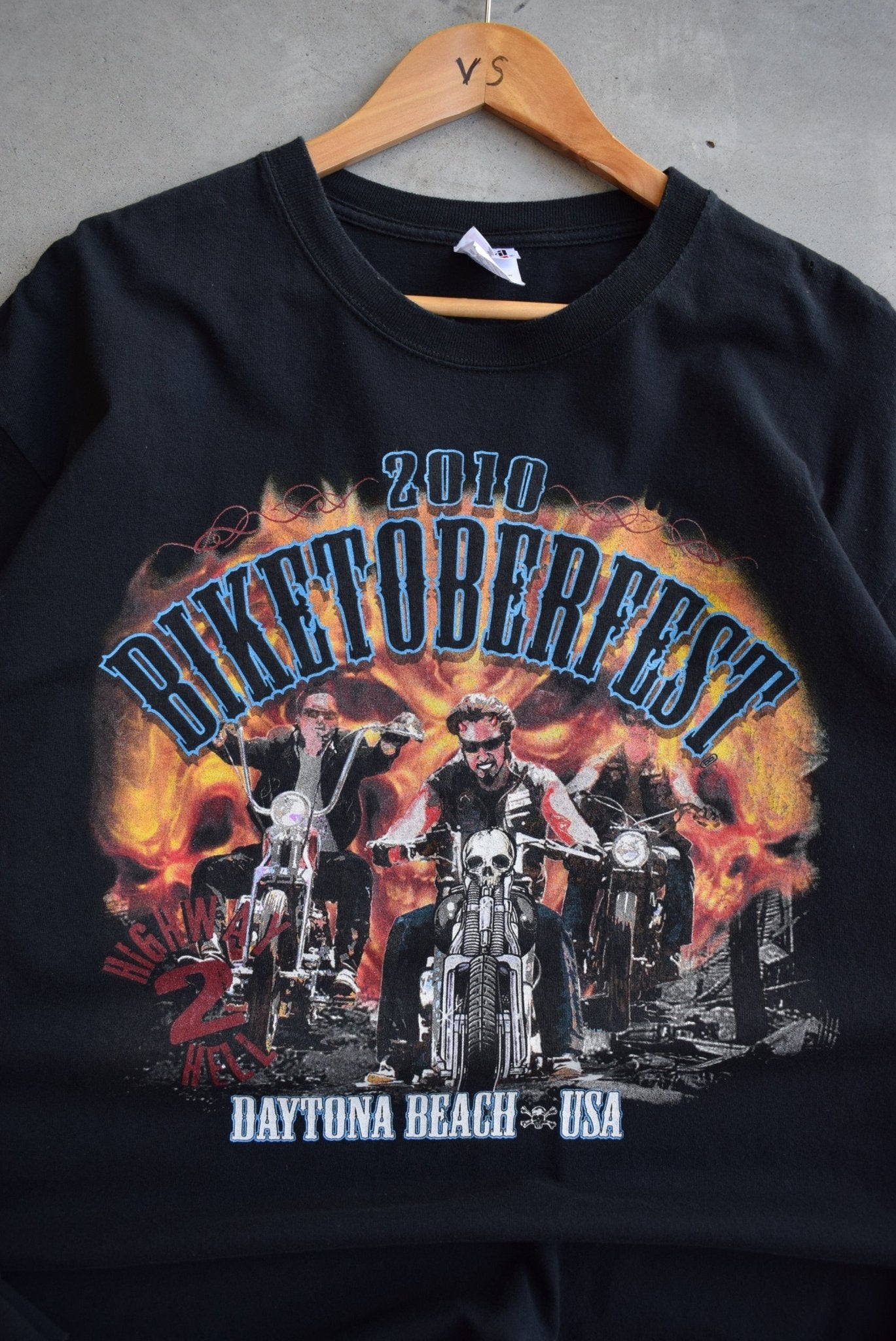 Biketoberfest Daytona Beach Black Graphic Long Sleeve Tee — 2010 (XL) - Retrospective Store