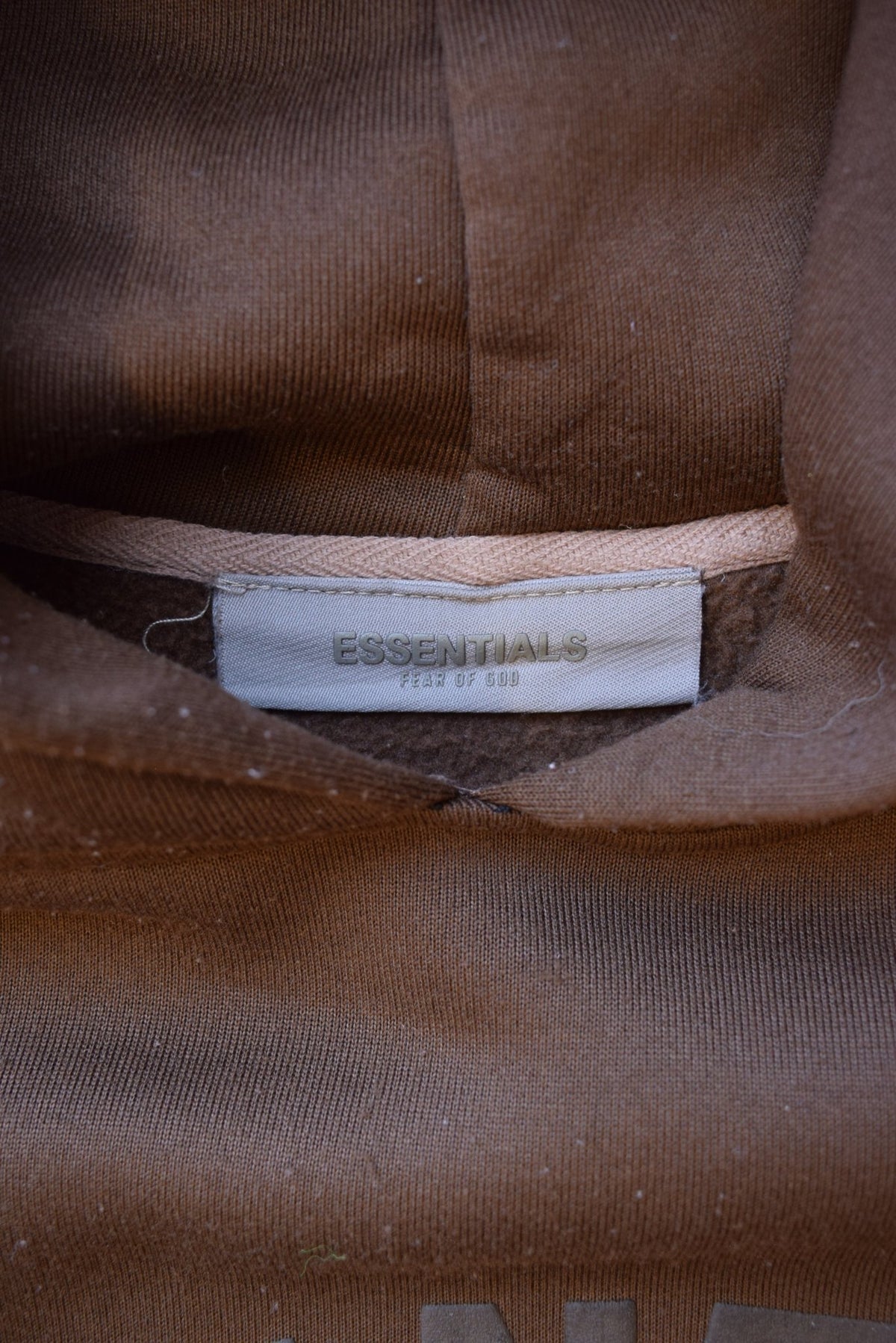 Bootleg Essentials Fear of God Brown Spellout Hoodie — 2000s (M) - Retrospective Store