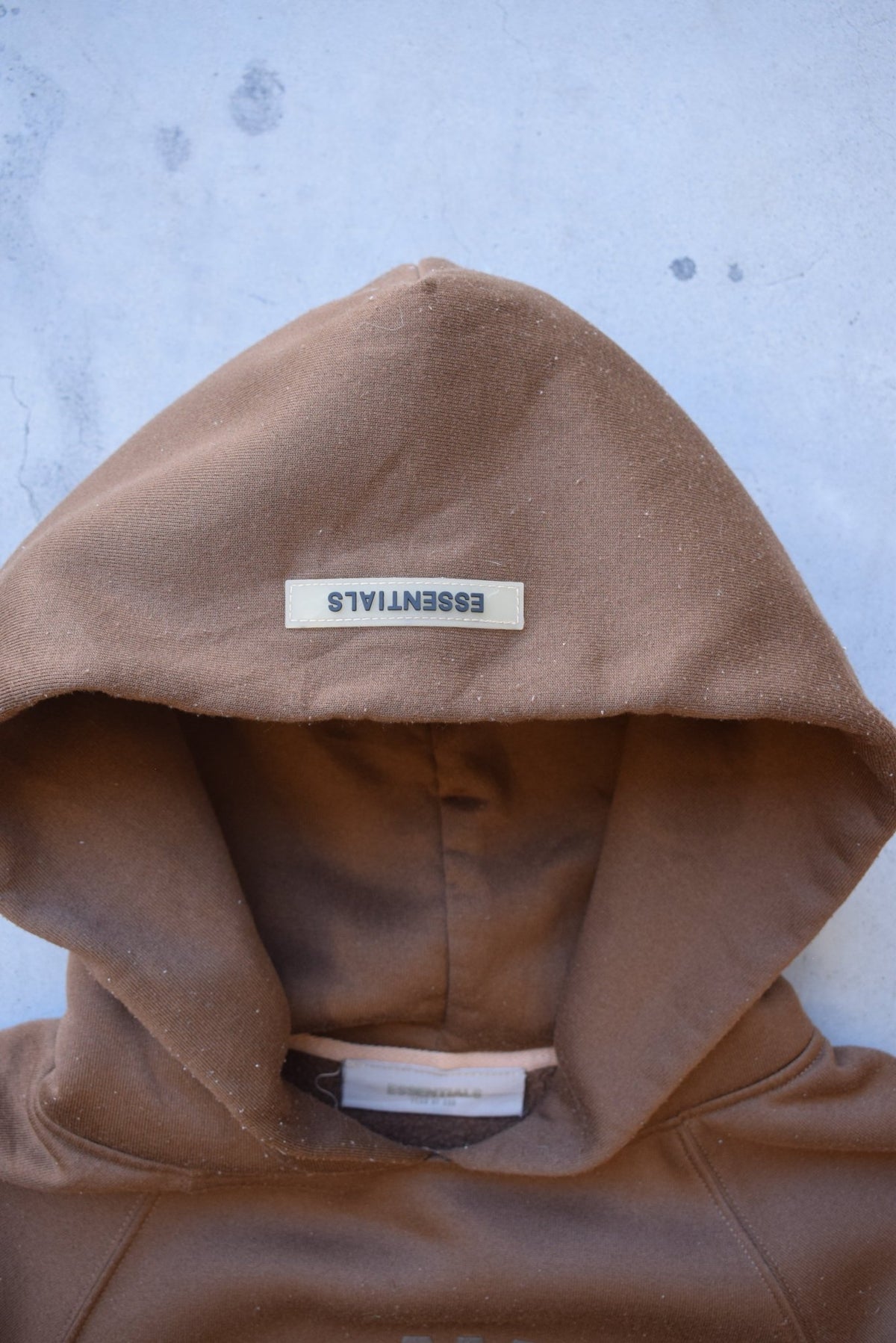 Bootleg Essentials Fear of God Brown Spellout Hoodie — 2000s (M) - Retrospective Store