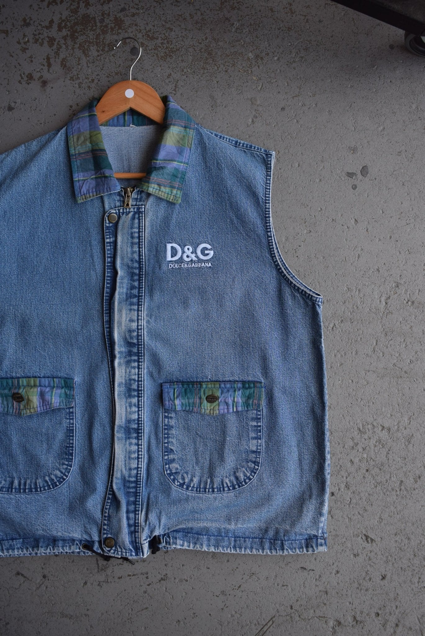*Bootleg* Vintage Dolce & Gabbana Embroidered Denim Vest (L) - Retrospective Store