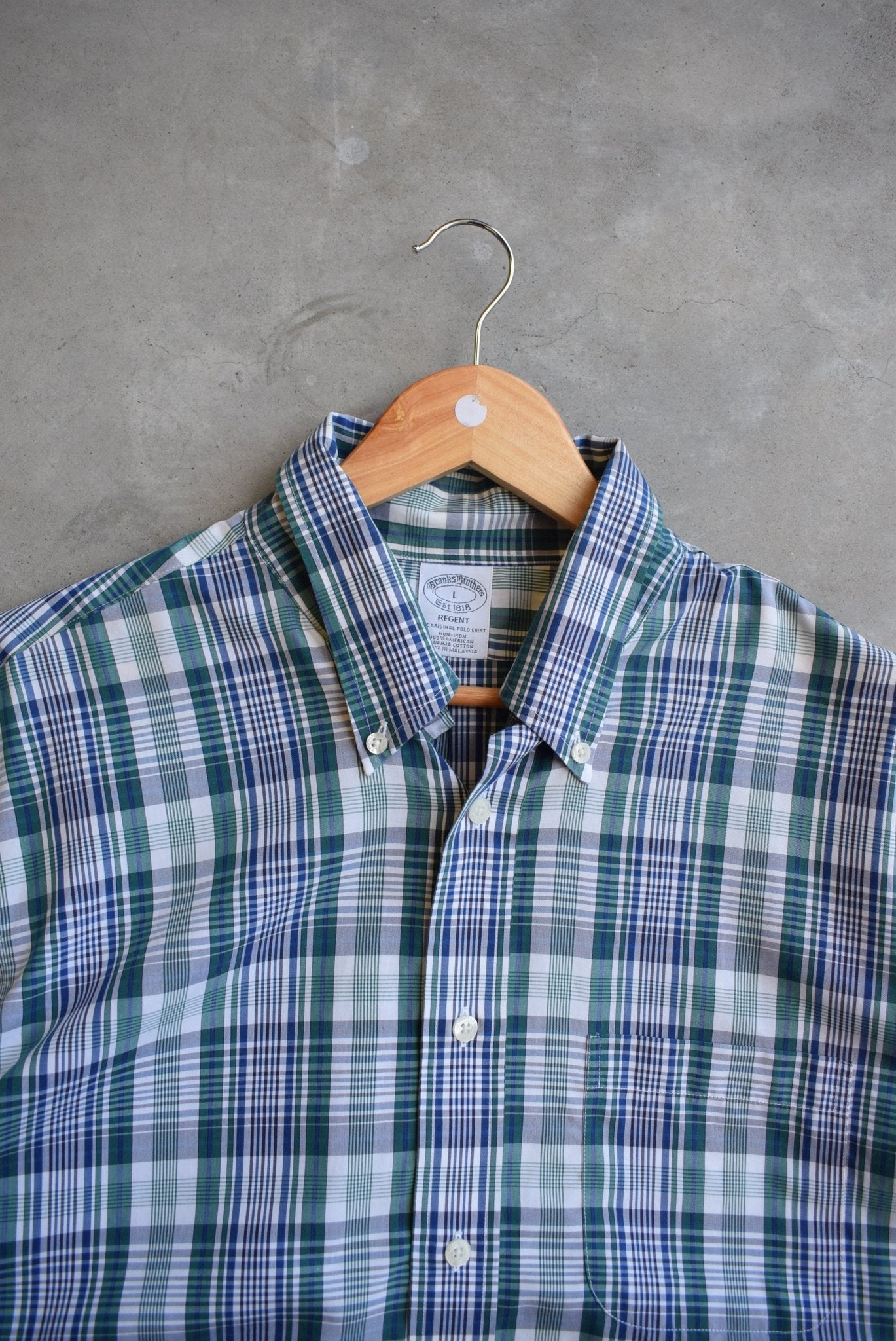 Brooks Brothers Green & Blue Cropped Button Up — 2000s (L) - Retrospective Store