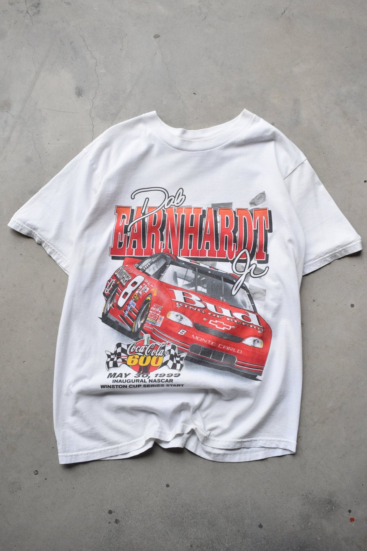 Budweiser Racing Dale Earnhardt Jr. White Graphic Tee — 1999 (L) - Retrospective Store