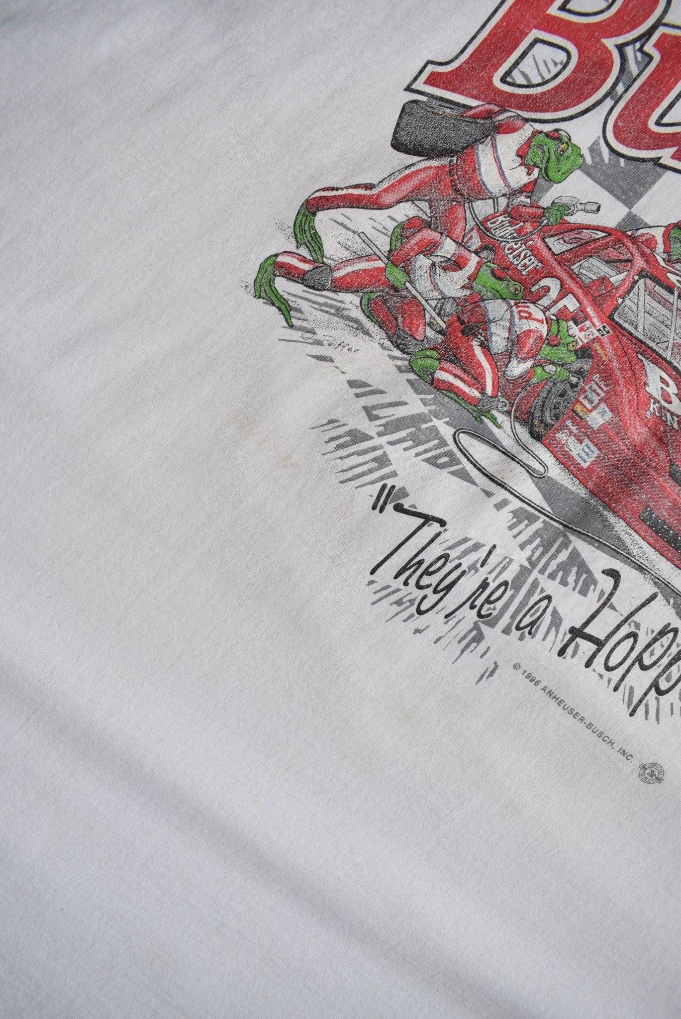 Budweiser Racing Team White Graphic Tee — 1996 (XXL) - Retrospective Store
