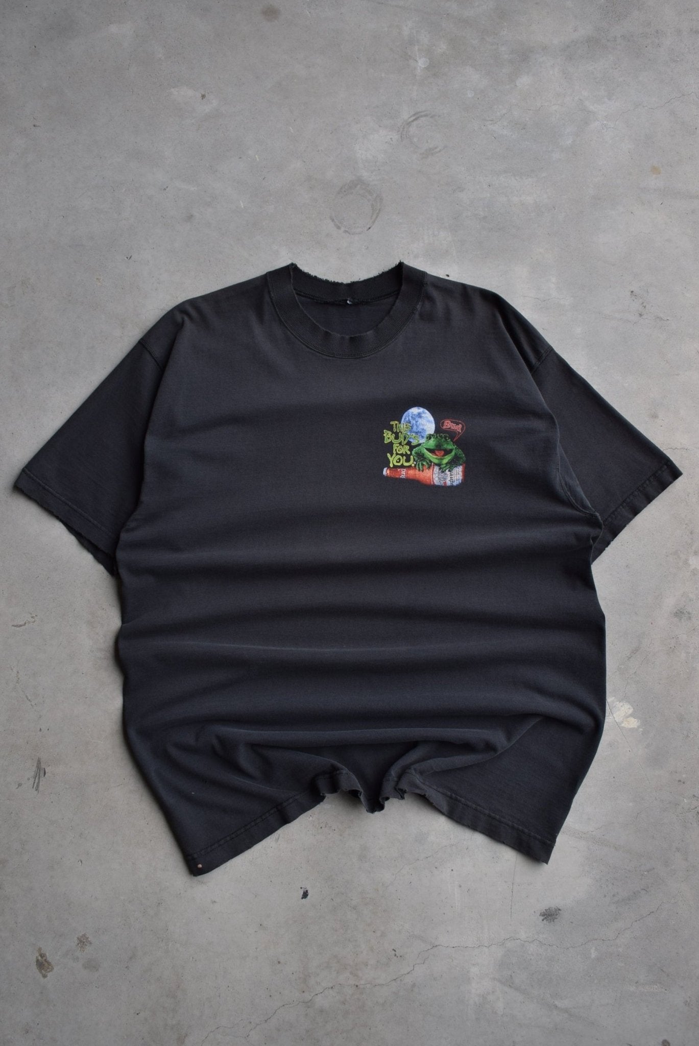Budweiser 'This Bud's For You' Black Graphic Tee — 1990s (XL) - Retrospective Store