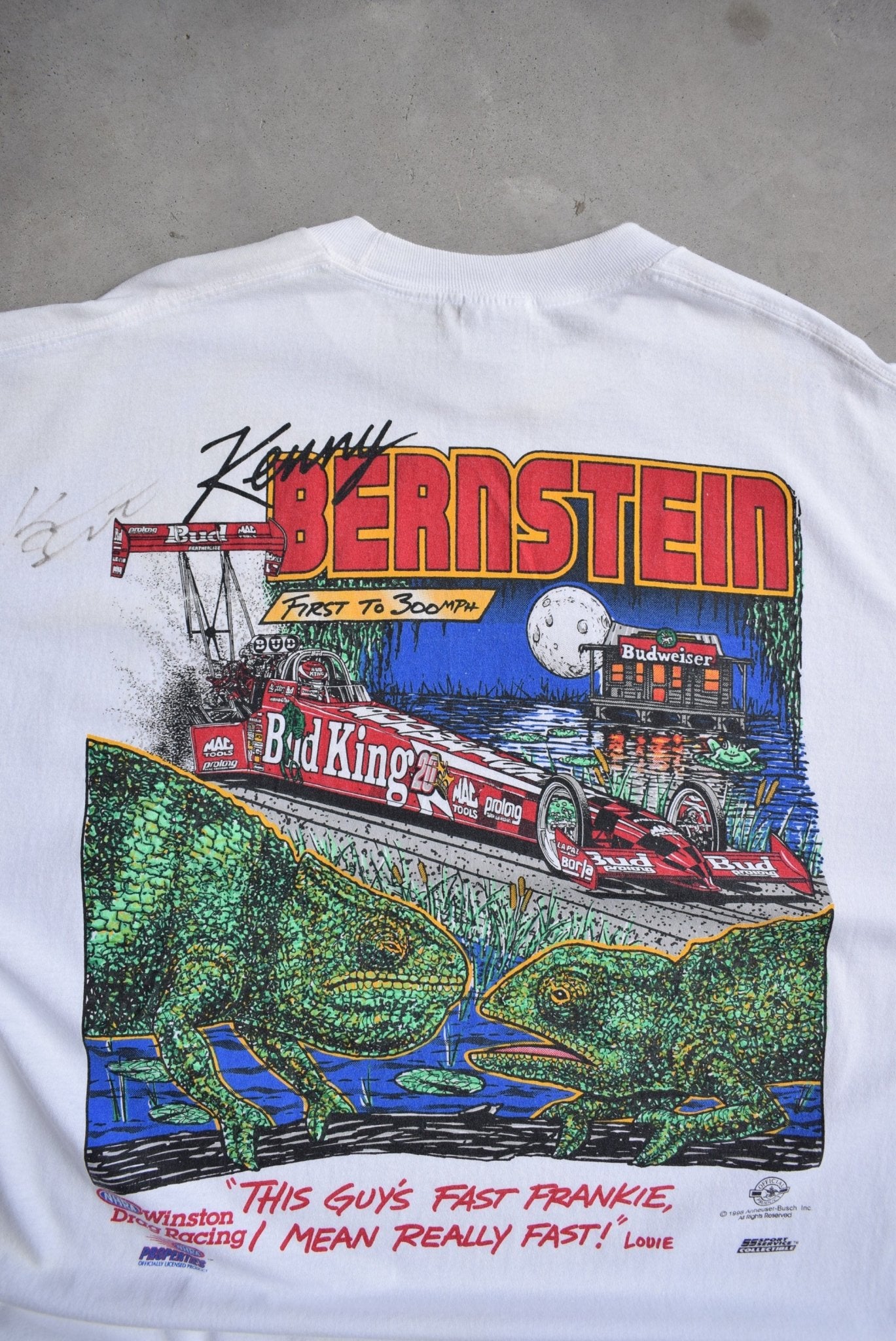 Budweiser Winston Drag Racing White Graphic Tee — 1998 (XXL) - Retrospective Store