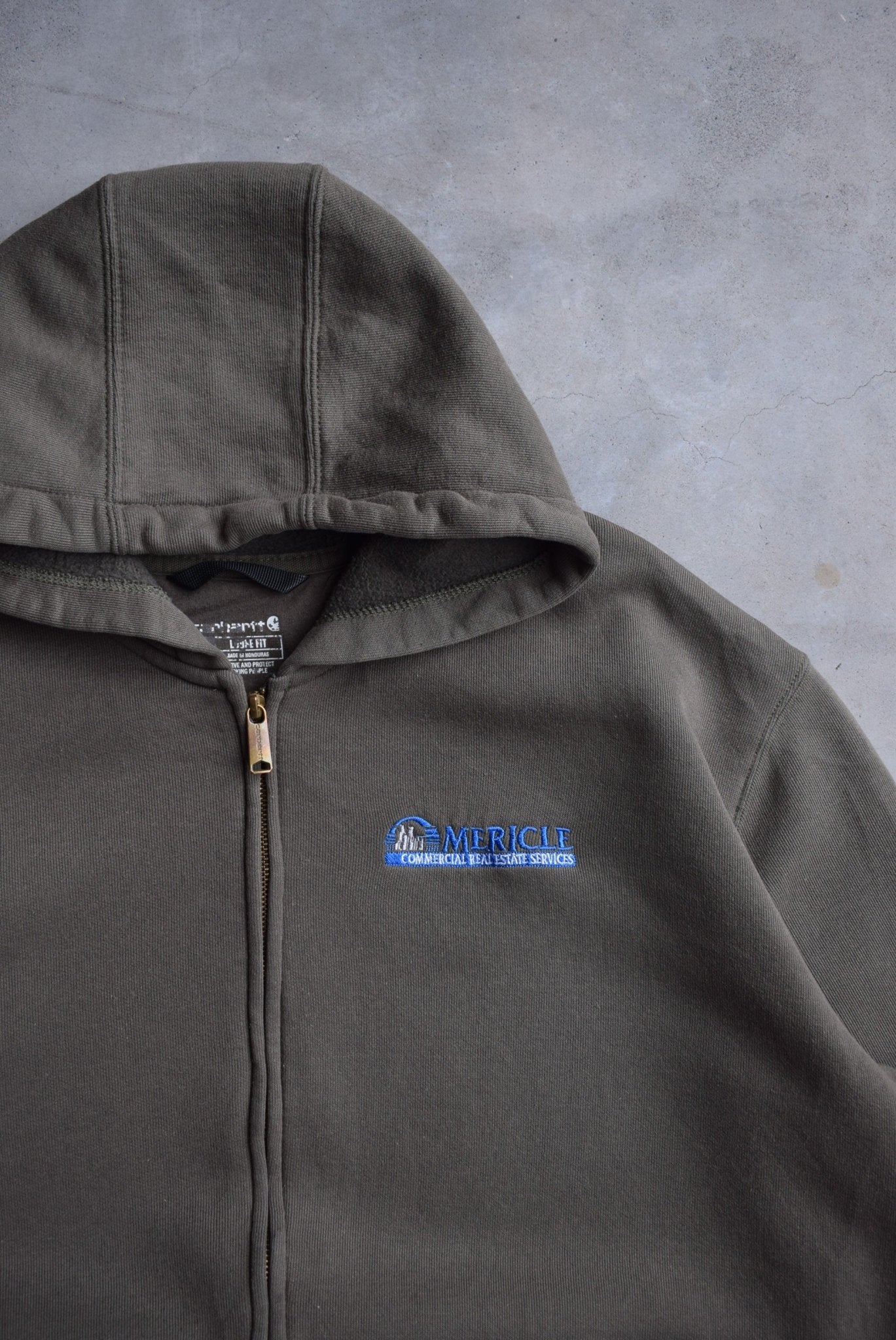 Carhartt Green Embroidered Full-Zip Hoodie — 2000s (XL/XXL) - Retrospective Store