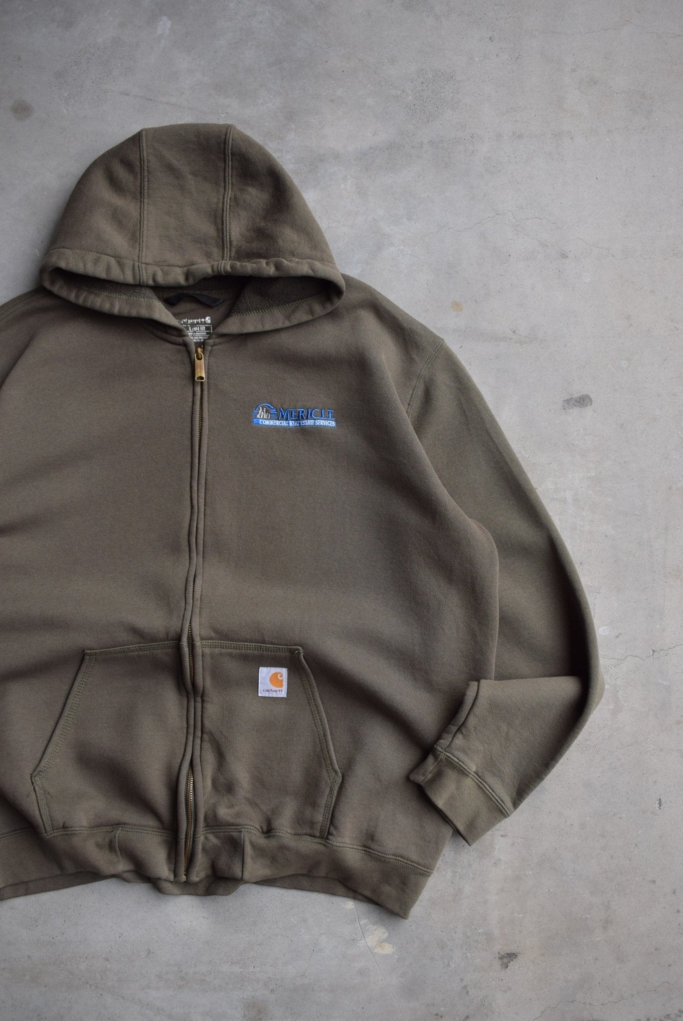 Carhartt Green Embroidered Full-Zip Hoodie — 2000s (XL/XXL) - Retrospective Store