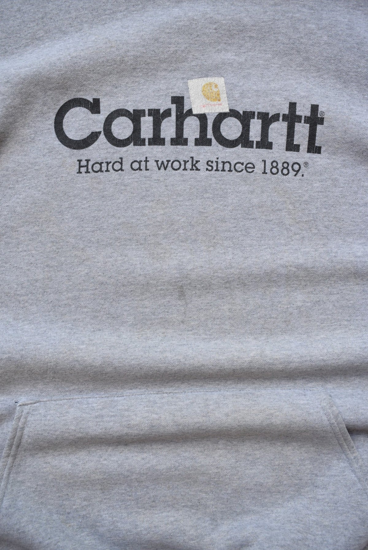 Carhartt Grey Spellout Hoodie — 1990s (L) - Retrospective Store