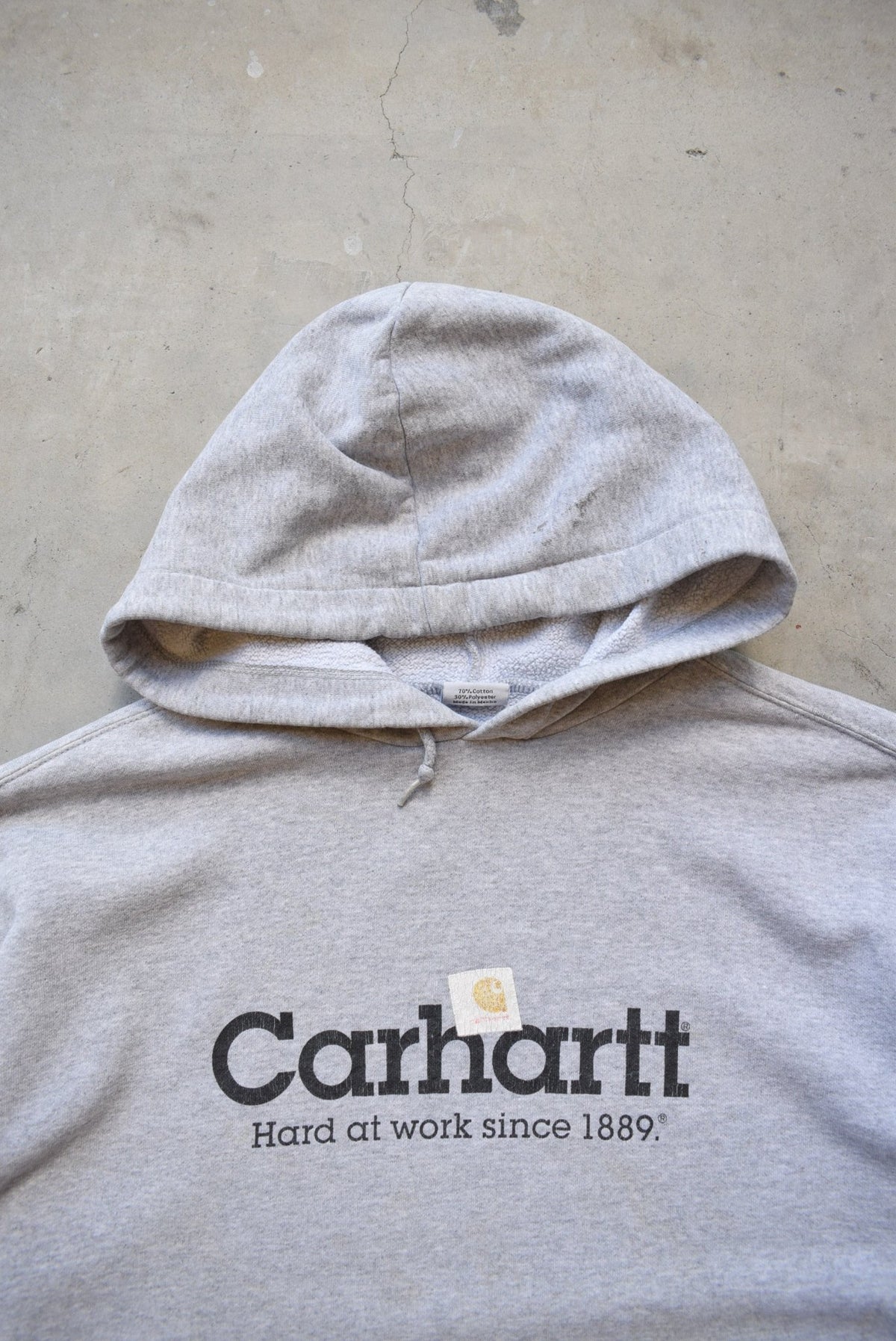 Carhartt Grey Spellout Hoodie — 1990s (L) - Retrospective Store