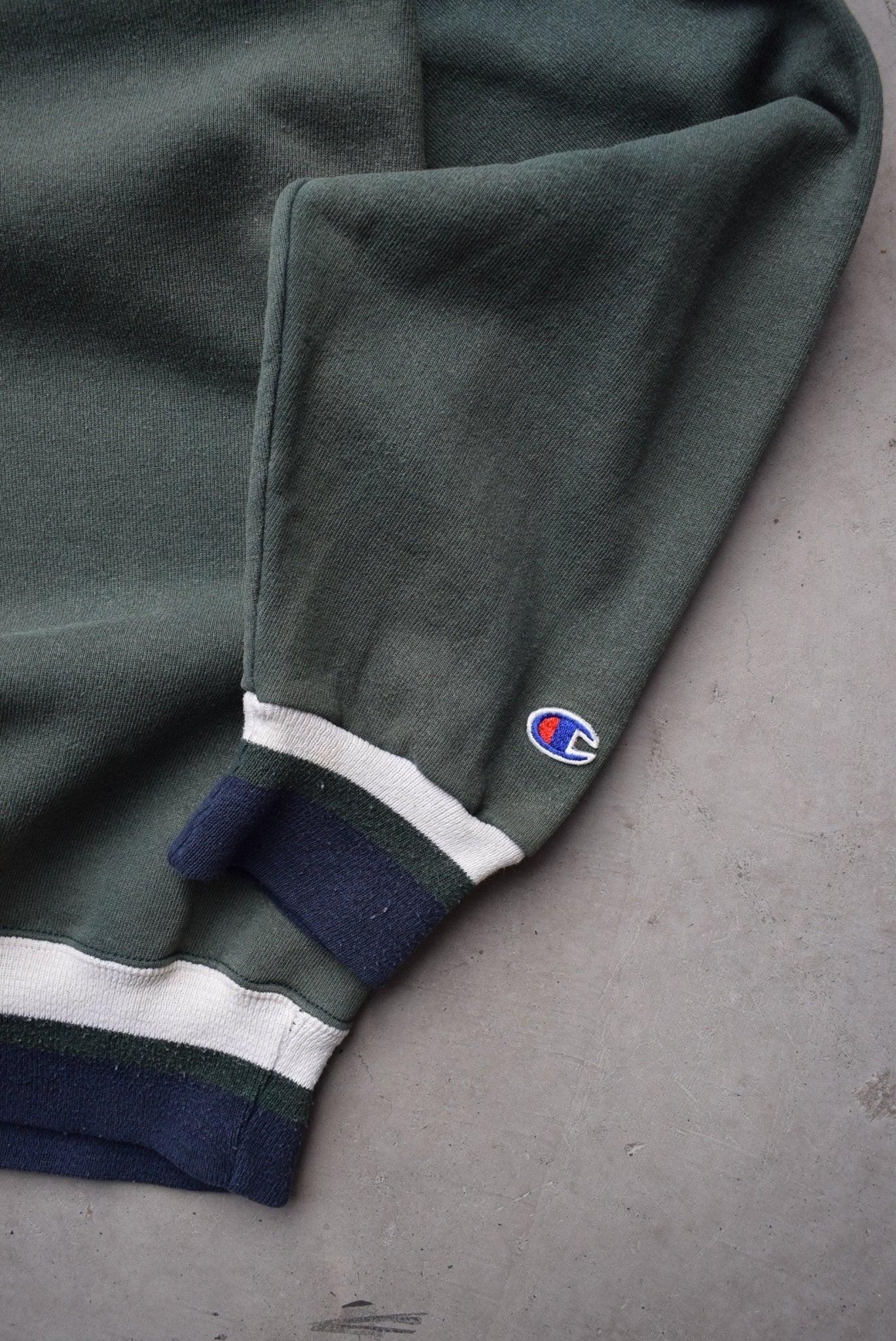 Champion Green Embroidered Spellout Crewneck — 1990s (XXL) - Retrospective Store