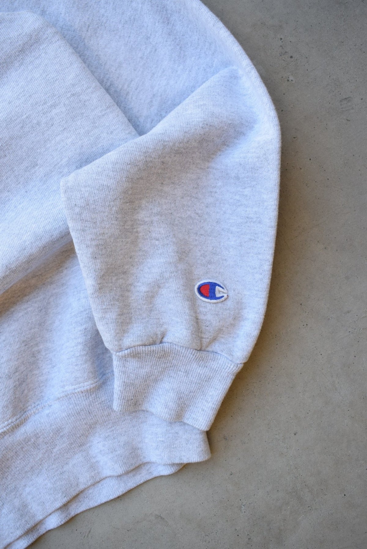 Champion x Harvard Law Grey Embroidered Crewneck — 1990s (L) - Retrospective Store