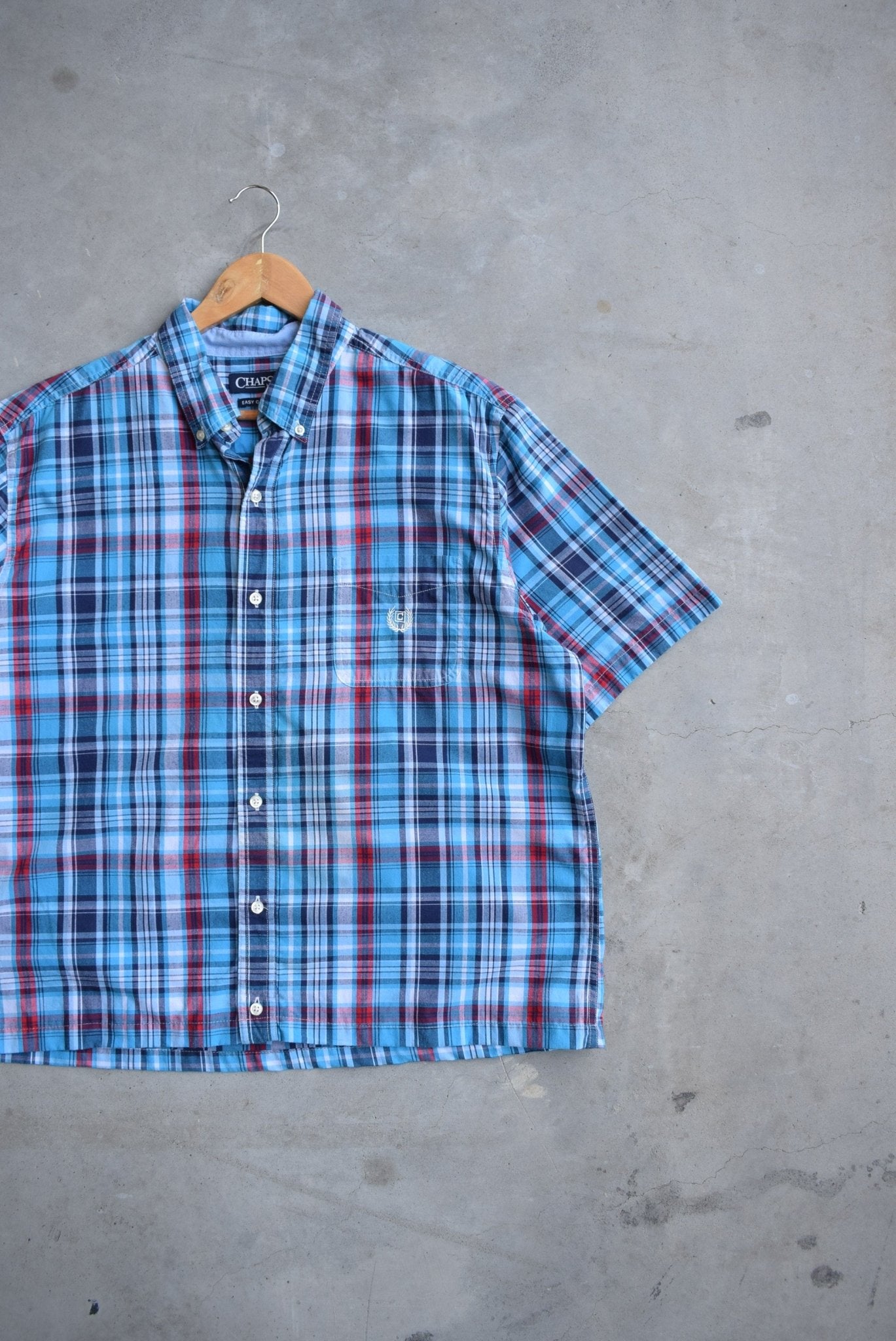 Chaps Ralph Lauren Blue Cropped Button Up — 2000s (L) - Retrospective Store