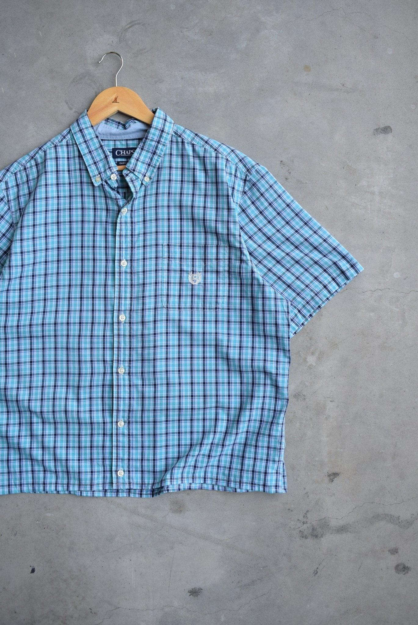 Chaps Ralph Lauren Blue Cropped Button Up — 2000s (L) - Retrospective Store
