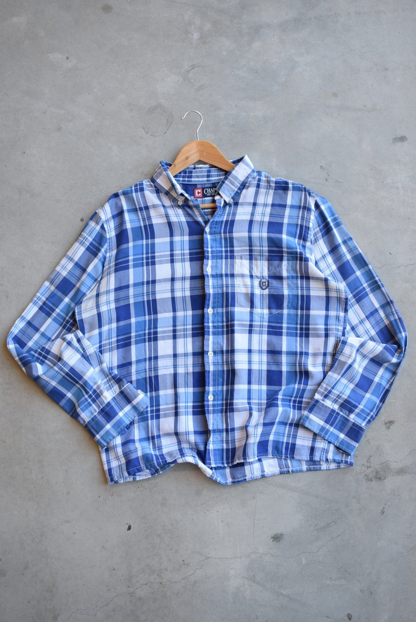 Chaps Ralph Lauren Blue Cropped Button Up — 2000s (M/L) - Retrospective Store