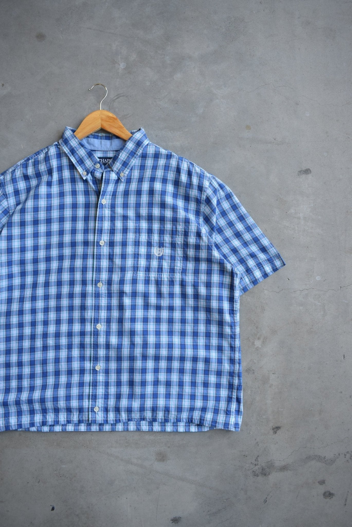 Chaps Ralph Lauren Blue Cropped Button Up — 2000s (XL) - Retrospective Store