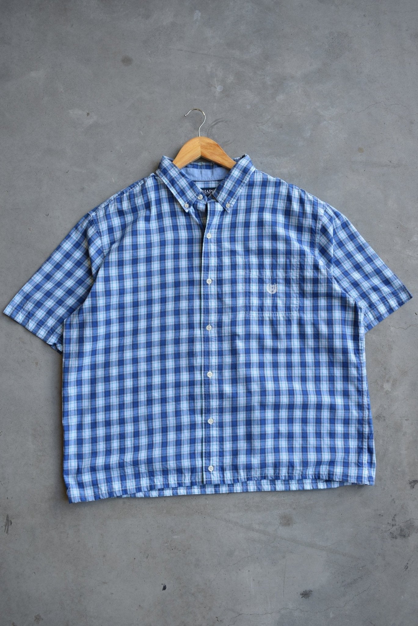 Chaps Ralph Lauren Blue Cropped Button Up — 2000s (XL) - Retrospective Store