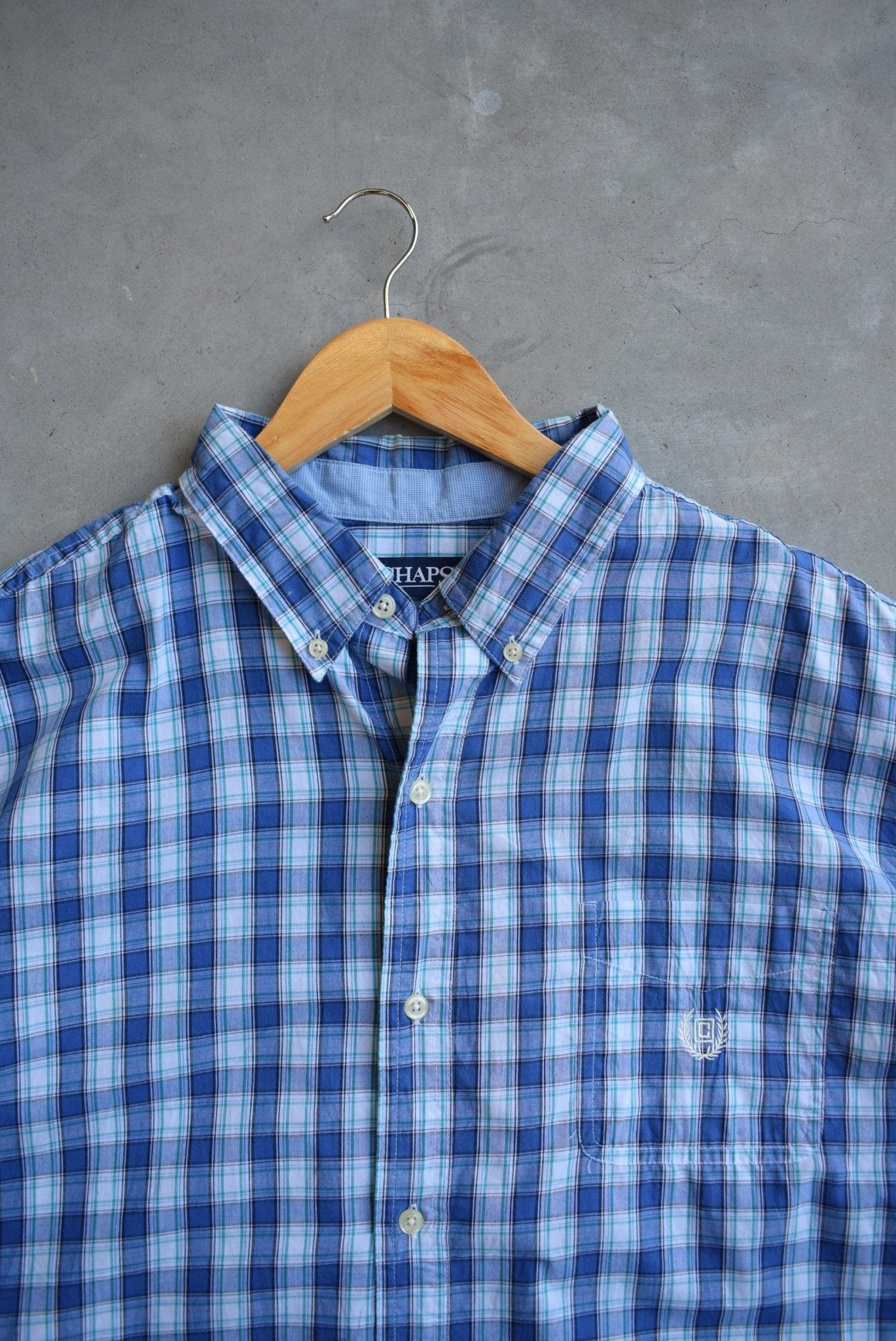 Chaps Ralph Lauren Blue Cropped Button Up — 2000s (XL) - Retrospective Store