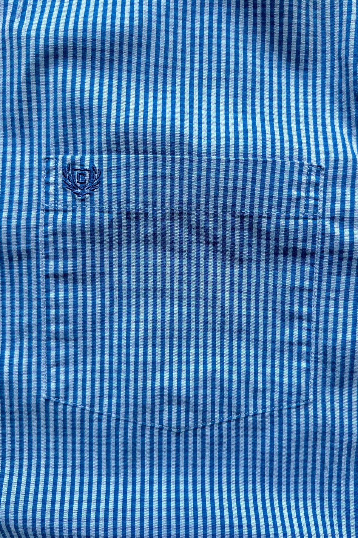 Chaps Ralph Lauren Blue Cropped Long Sleeve Button Up — 2000s (L) - Retrospective Store
